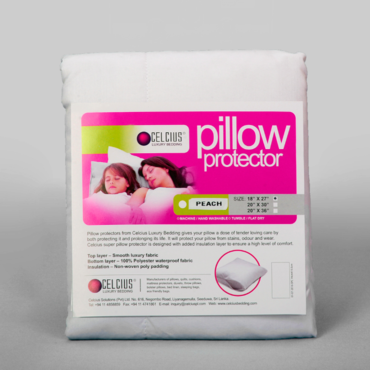 Pillow Protector Peach, White -18’’ X 27’’