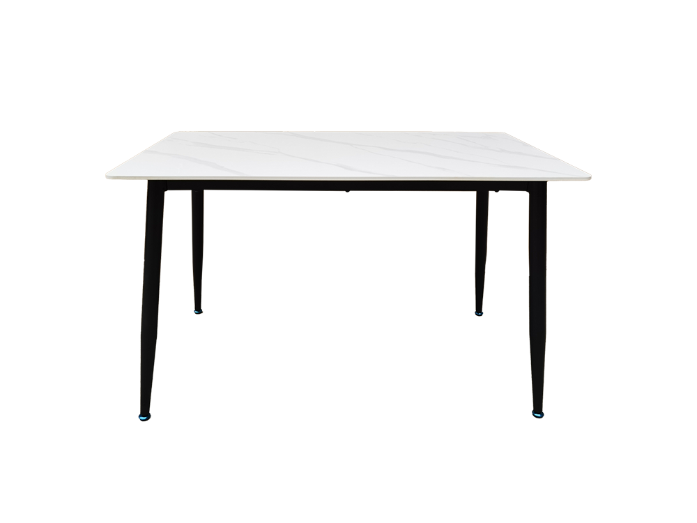 6 Seater Dining Table FDT-2 - White ( Black Legs ) - 140cm
