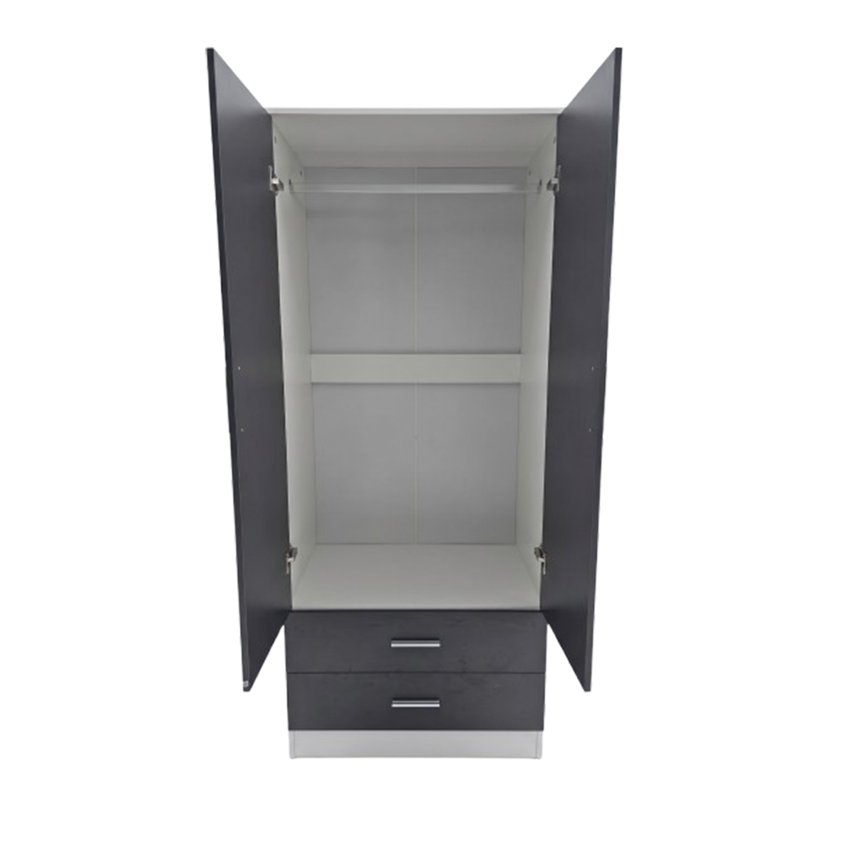 2 Door Wardrobe - HIGH GLOSS GREY