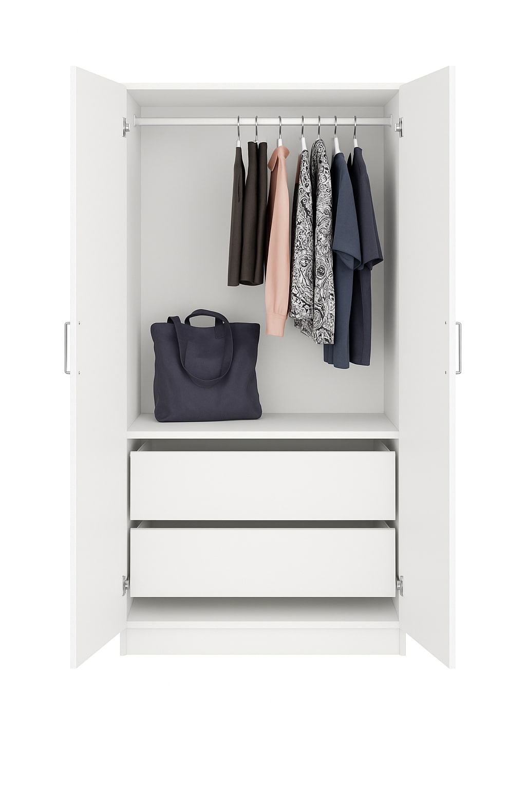 2 Door Wardrobe - WHITE MATT