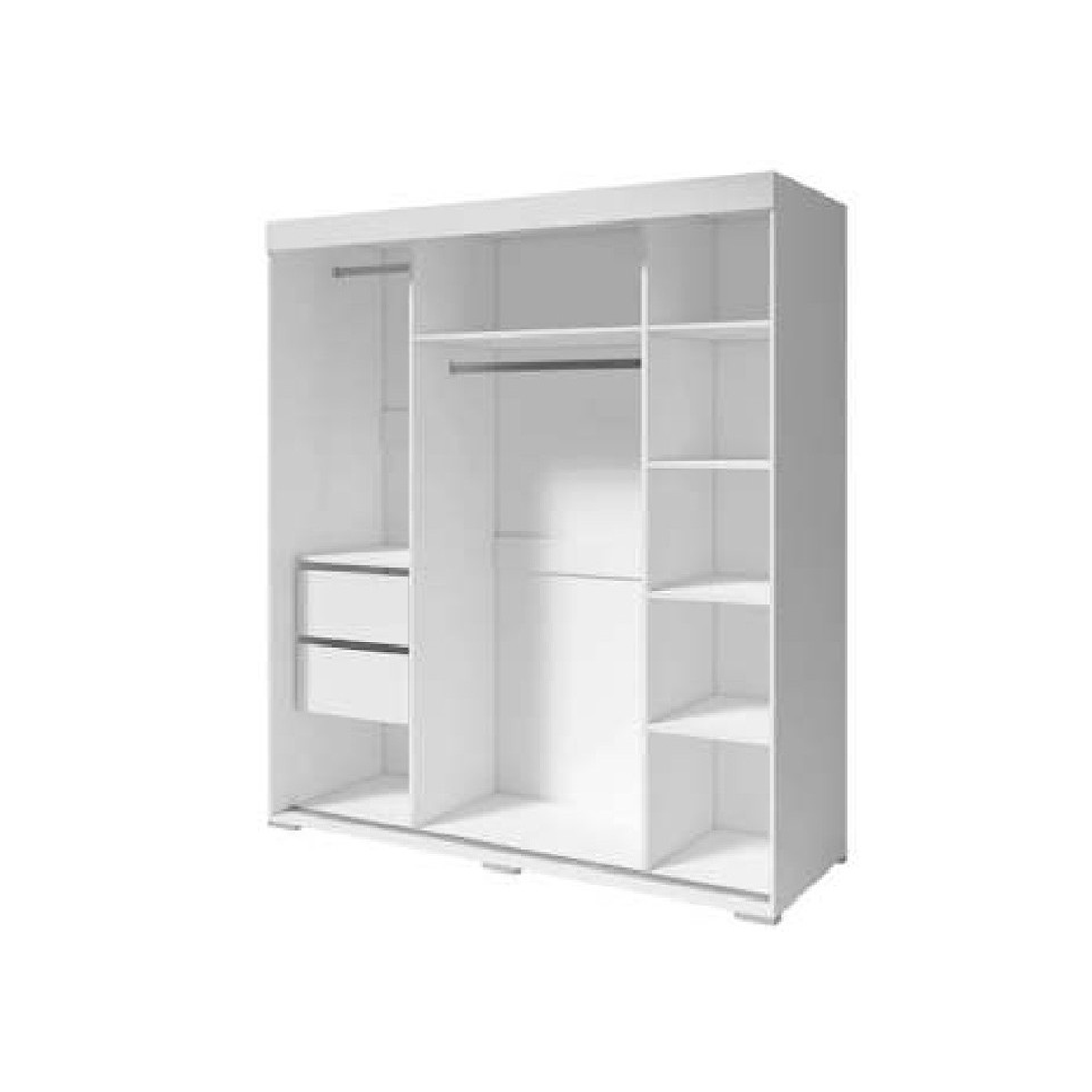 3 Door - Sliding Door - Wardrobe with Mirrors - WHITE