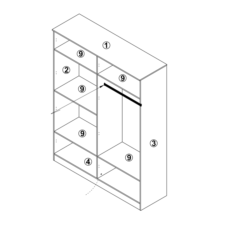 4 Door Wardrobe - WHITE