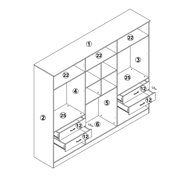 6 Door Wardrobe - WHITE