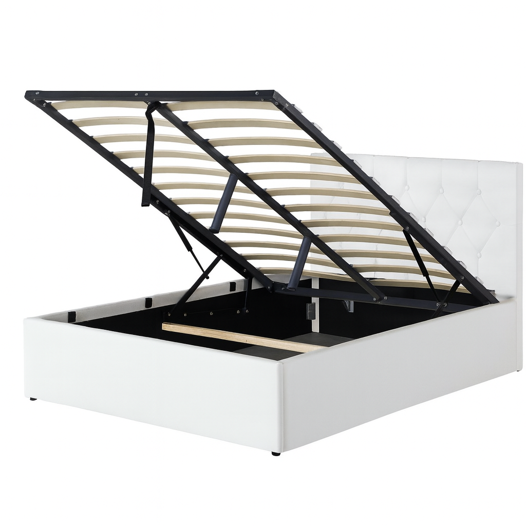 Double Size Bed - PU Snow White - (3154G)