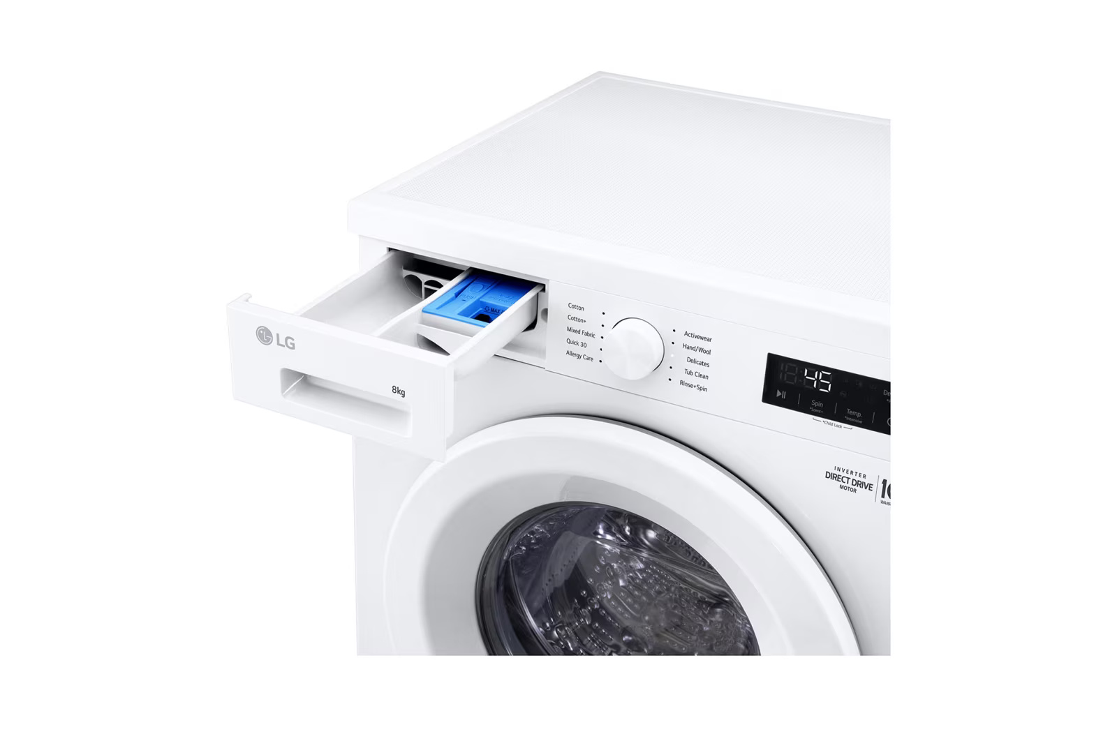 LG 8kg Front Load Washer, White