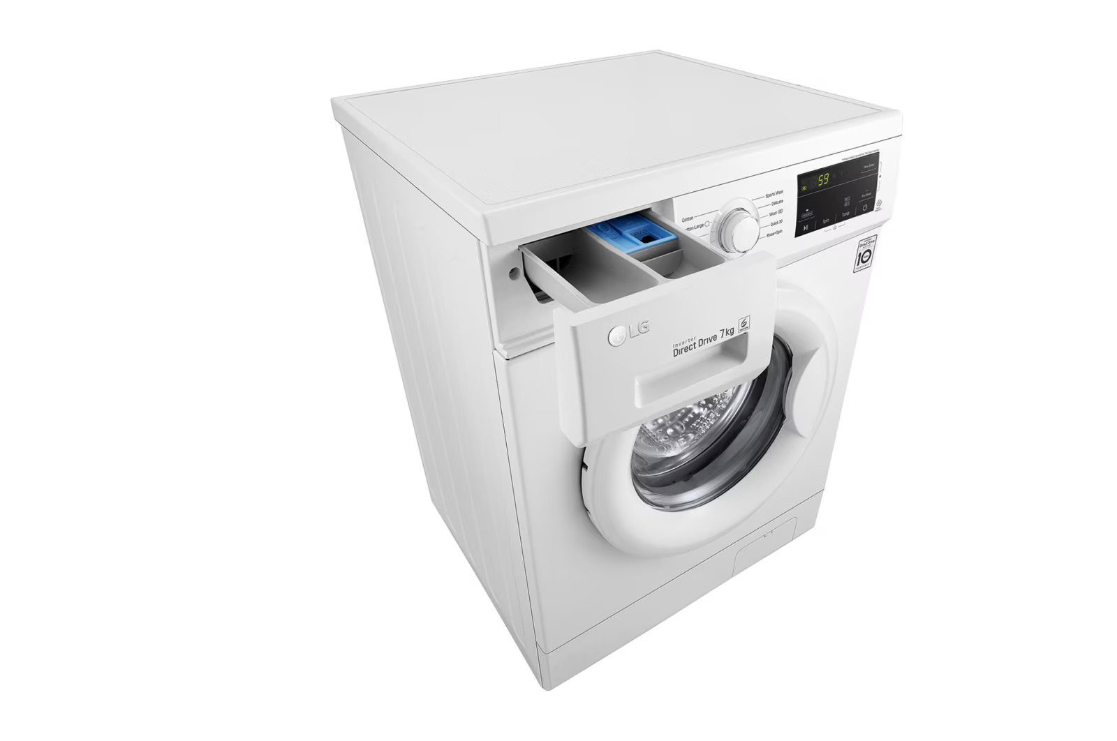 LG 7kg Front Load Washer, White