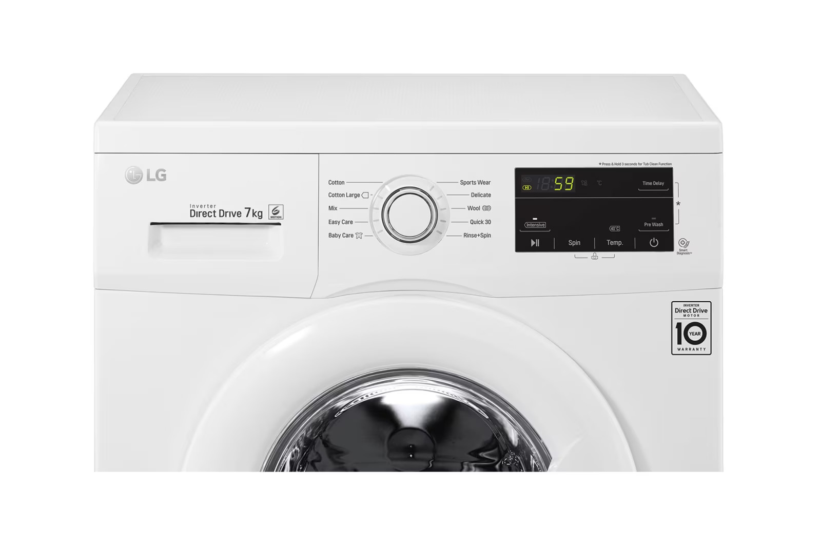 LG 7kg Front Load Washer, White