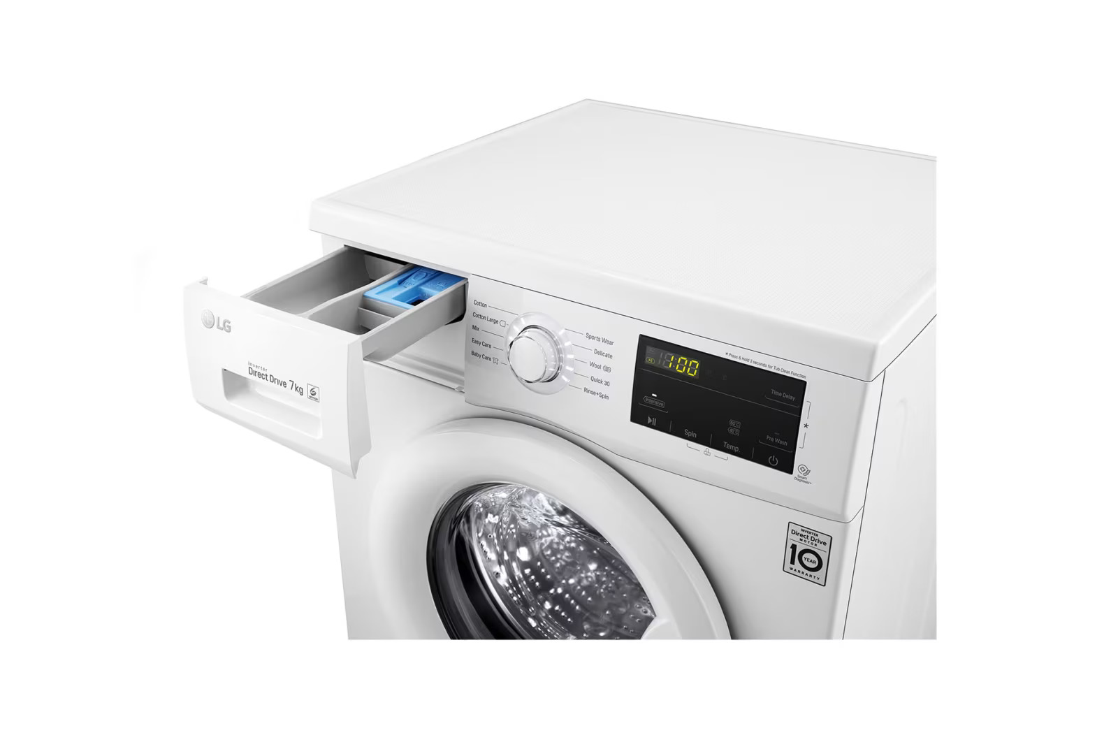 LG 7kg Front Load Washer, White