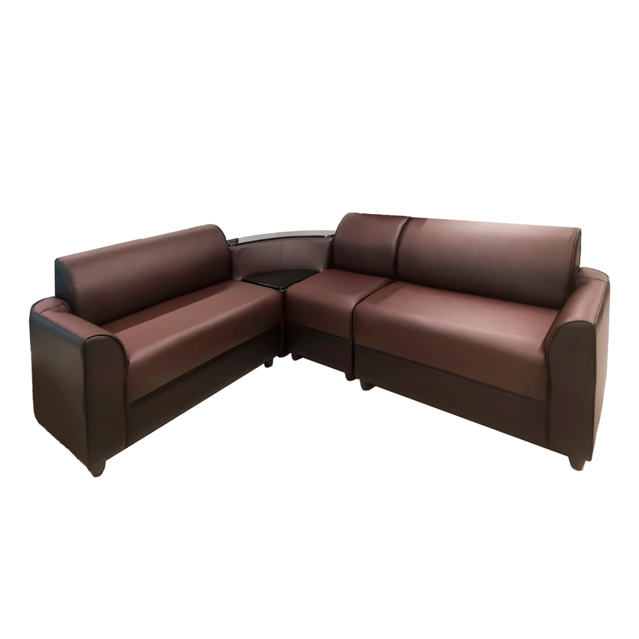 SIC13 Full PVC Corner Sofa -Coffee Brown