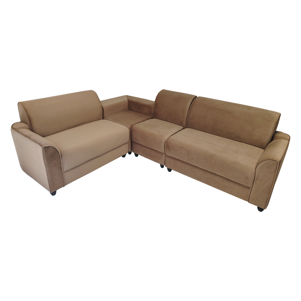Corner Sofa with Square Corner Seat - Full fabric 2 + 2 + 1 + 1 BROWN (AD8)
