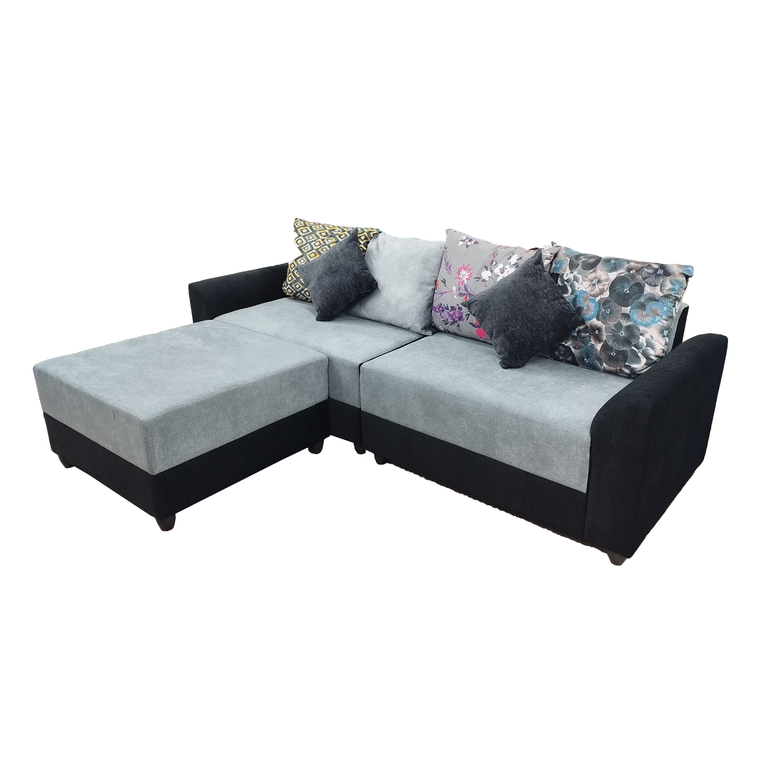 NICLOE Corner Sofa - Full fabric 2 + 2 + 1 GREY