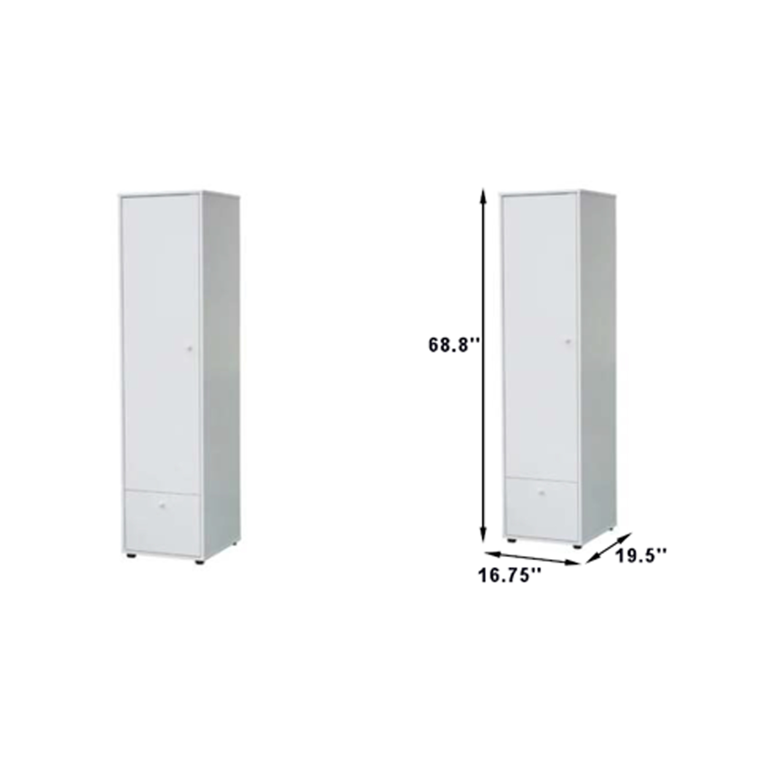 Single Door Wardrobe - GLOSS WHITE
