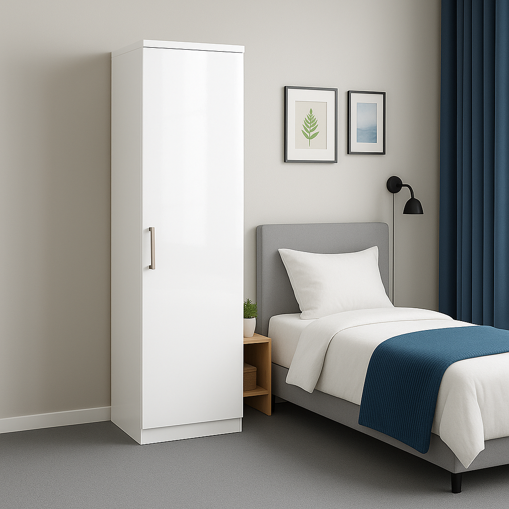 Single Door Wardrobe - GLOSS WHITE