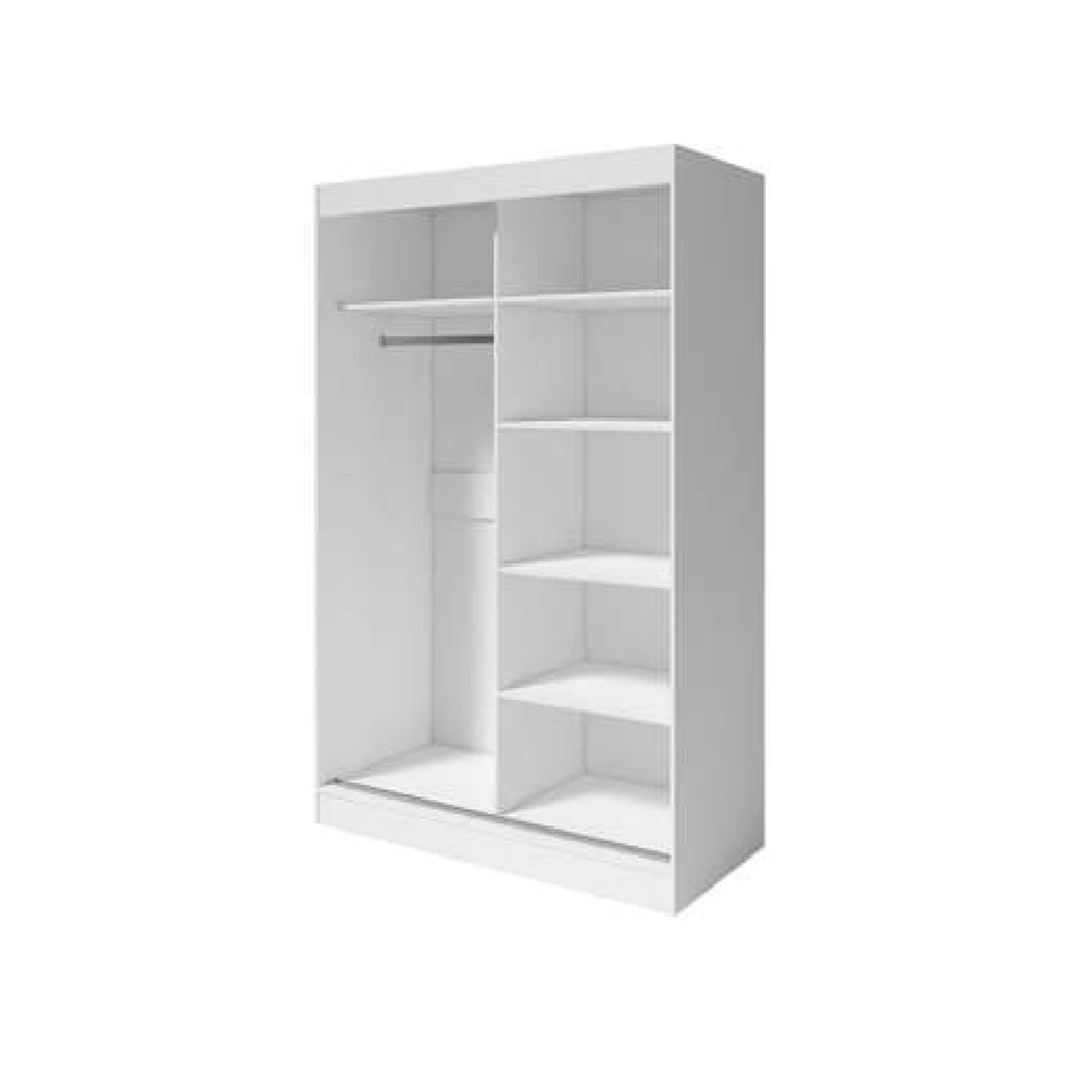 2 Door - Sliding Door - Wardrobe with Mirrors - WHITE
