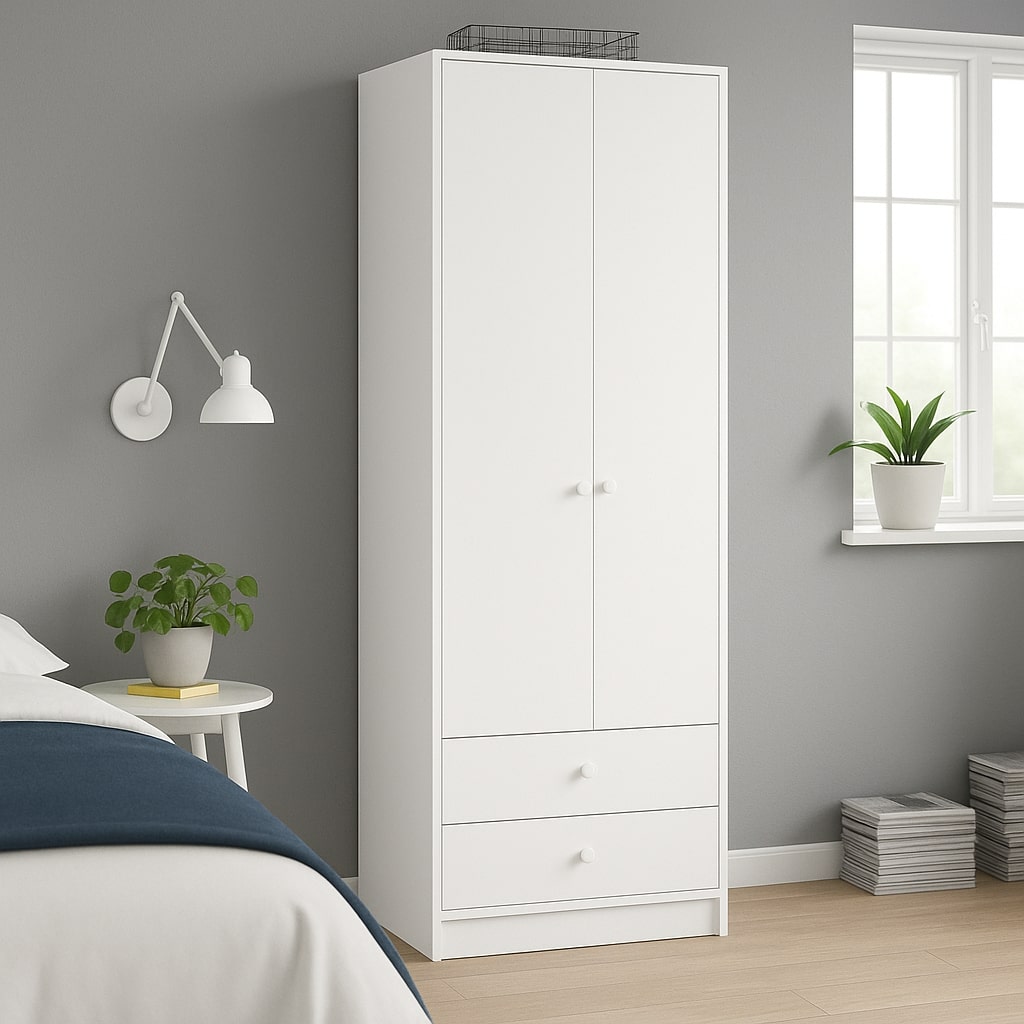 2 Door Wardrobe - GLOSS WHITE