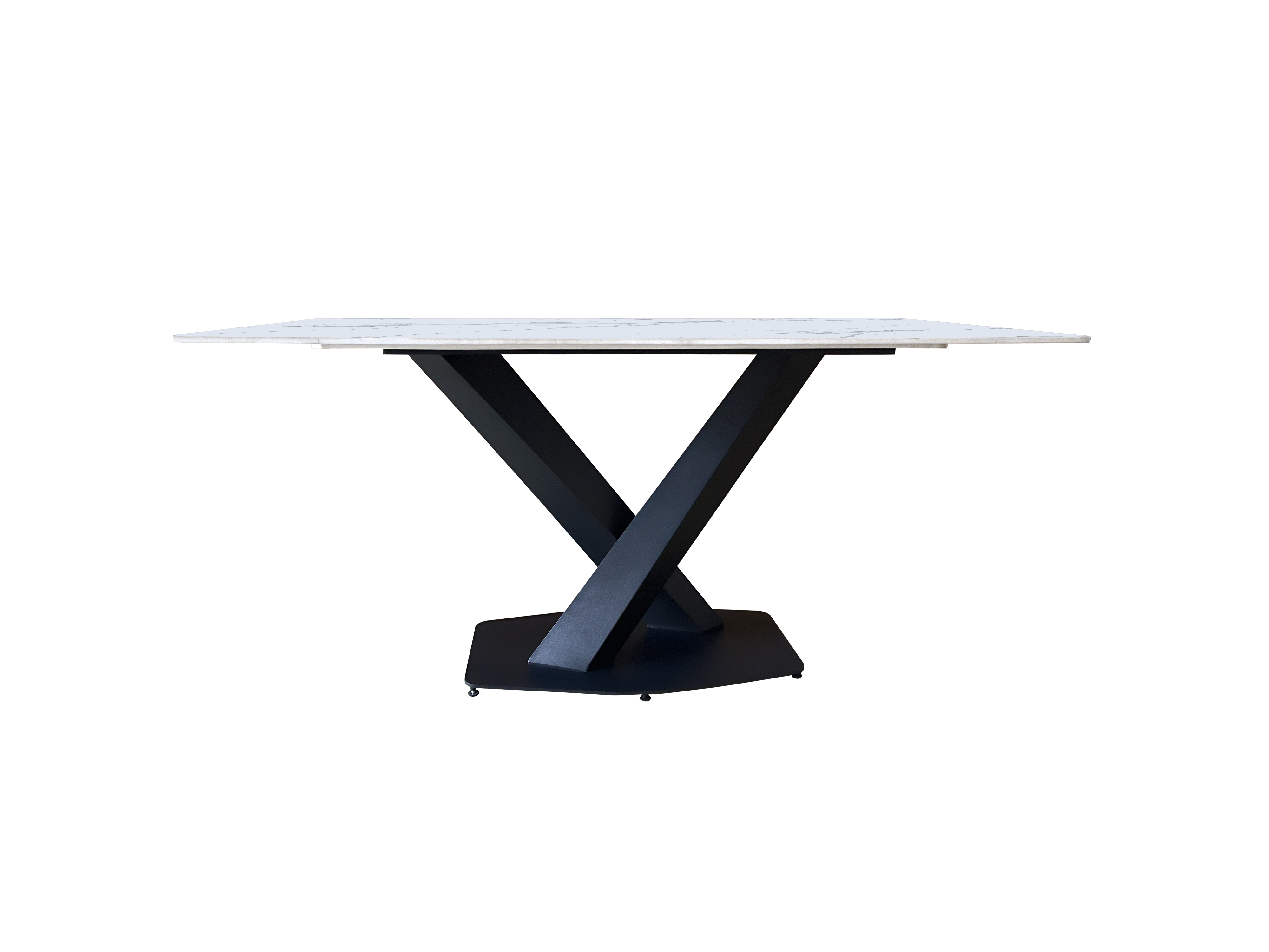 6 Seater Dining Table 601 - White ( Black Legs )