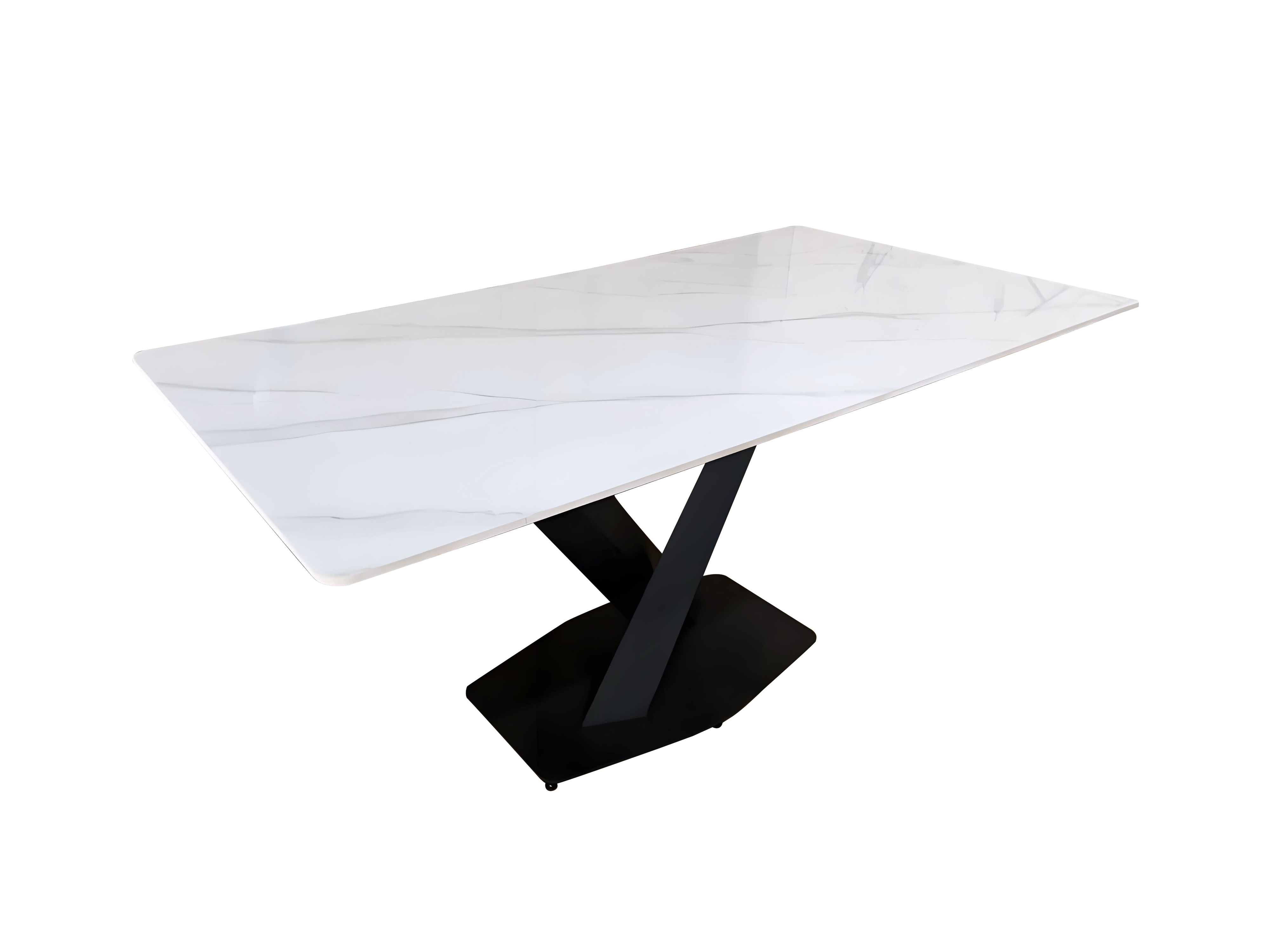 6 Seater Dining Table 601 - White ( Black Legs )