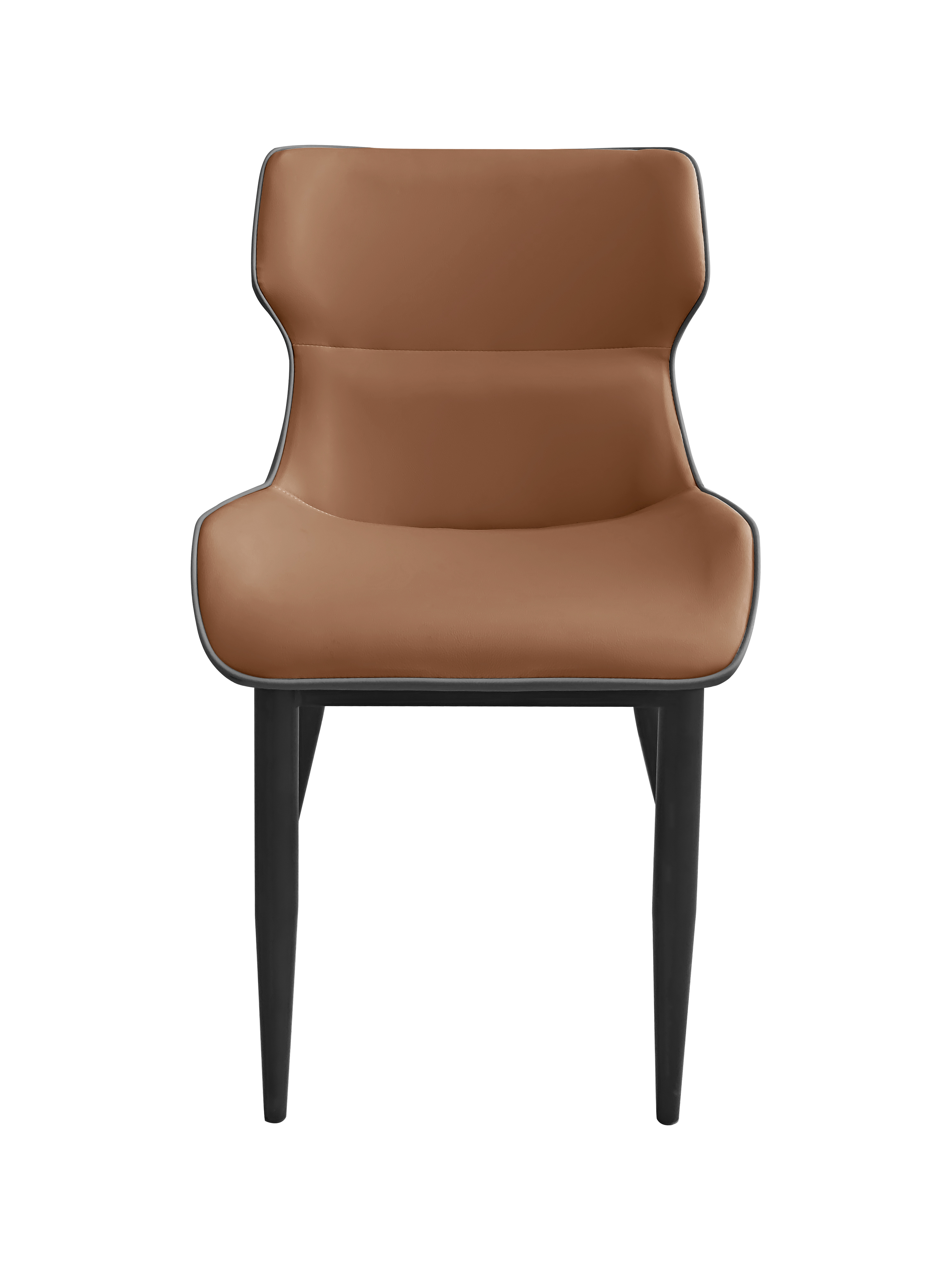 Dining Chair 983 - PU Orange and Grey ( Black Legs )