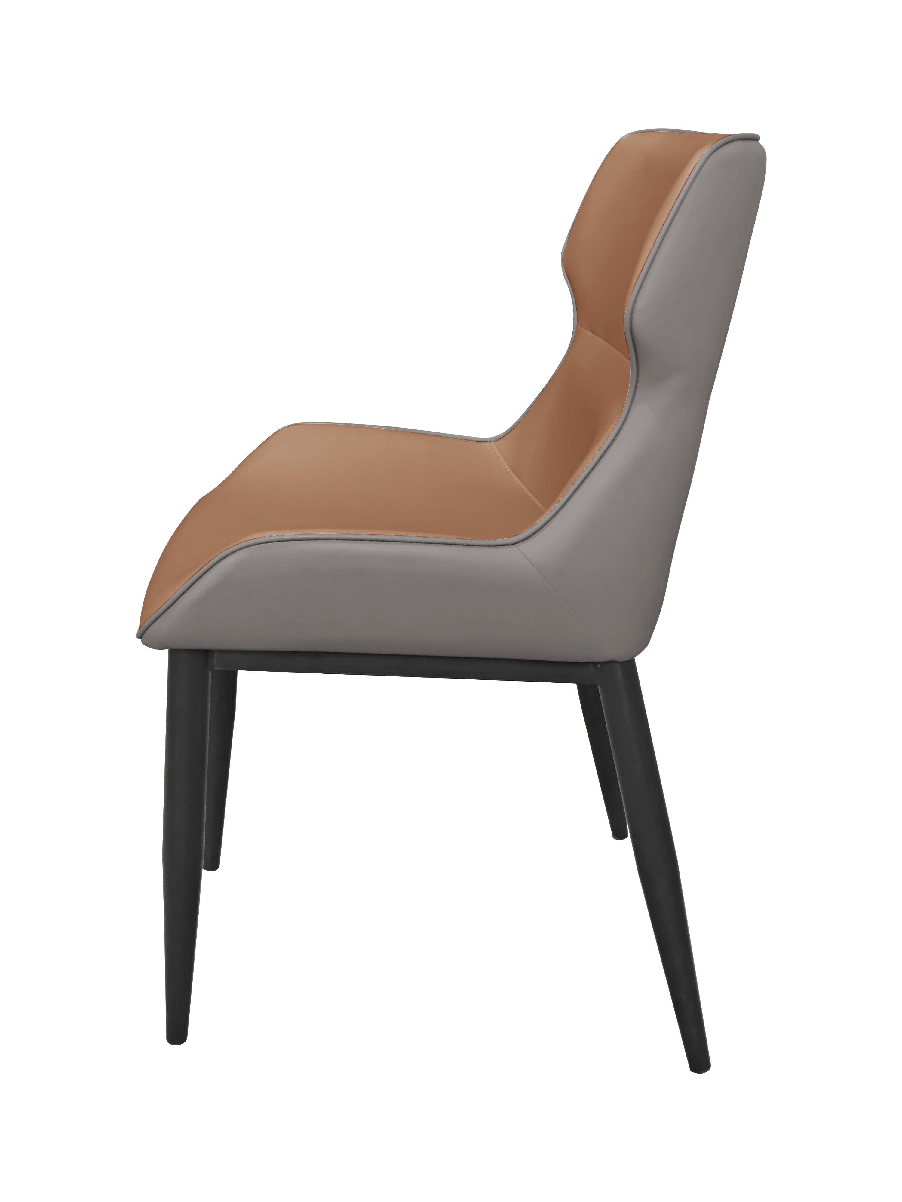 Dining Chair 983 - PU Orange and Grey ( Black Legs )
