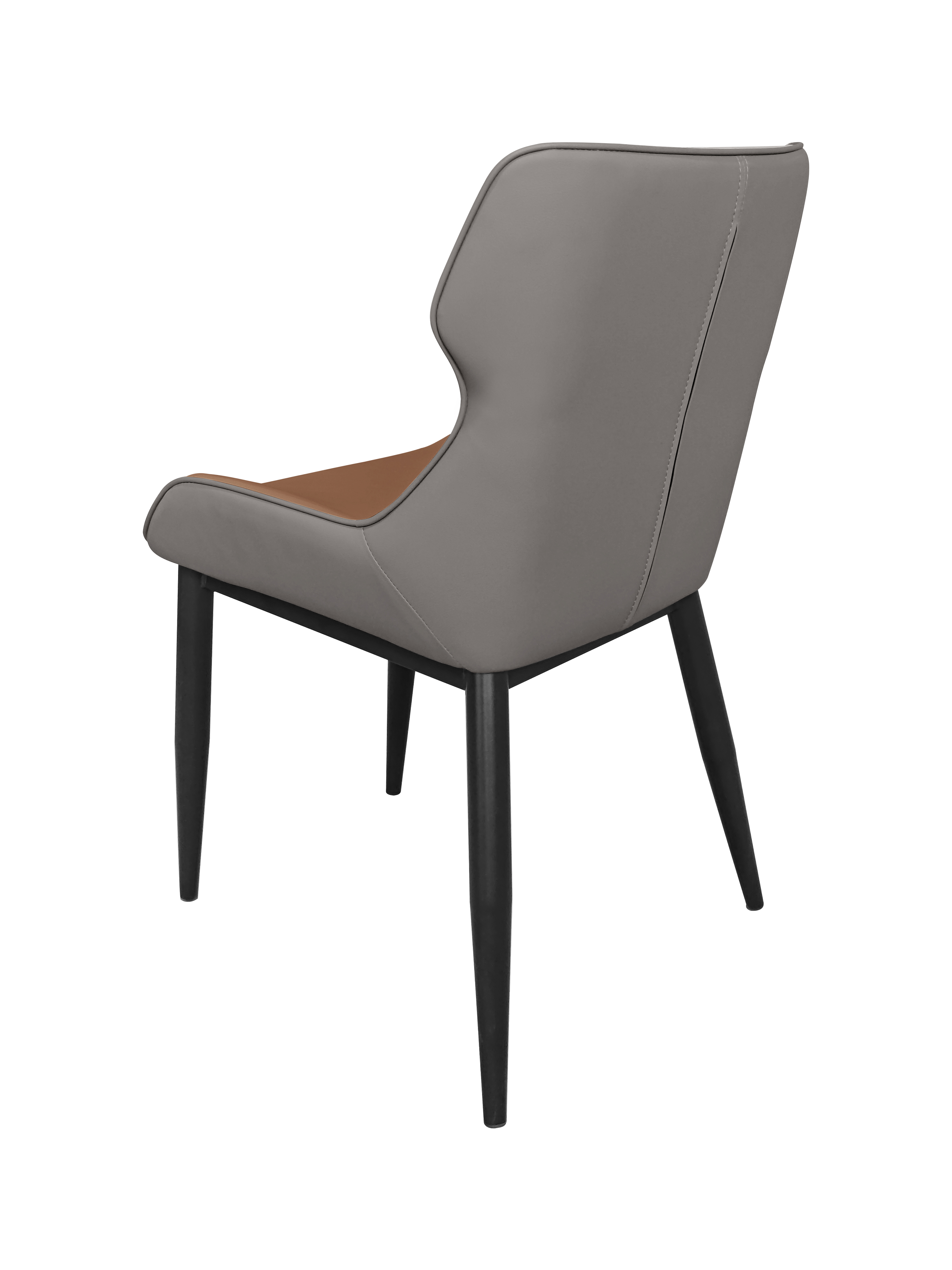 Dining Chair 983 - PU Orange and Grey ( Black Legs )