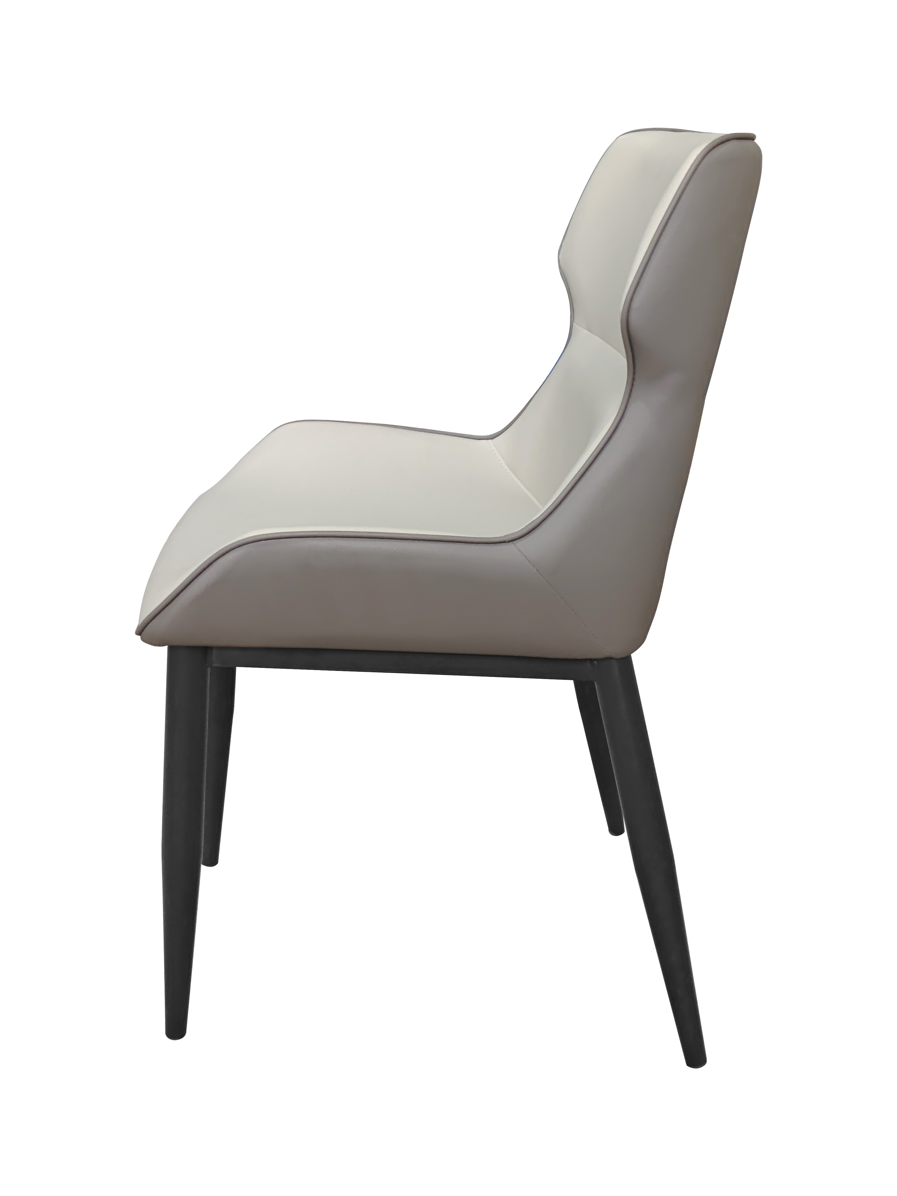 Dining Chair 983 - PU White and Grey ( Black Legs )