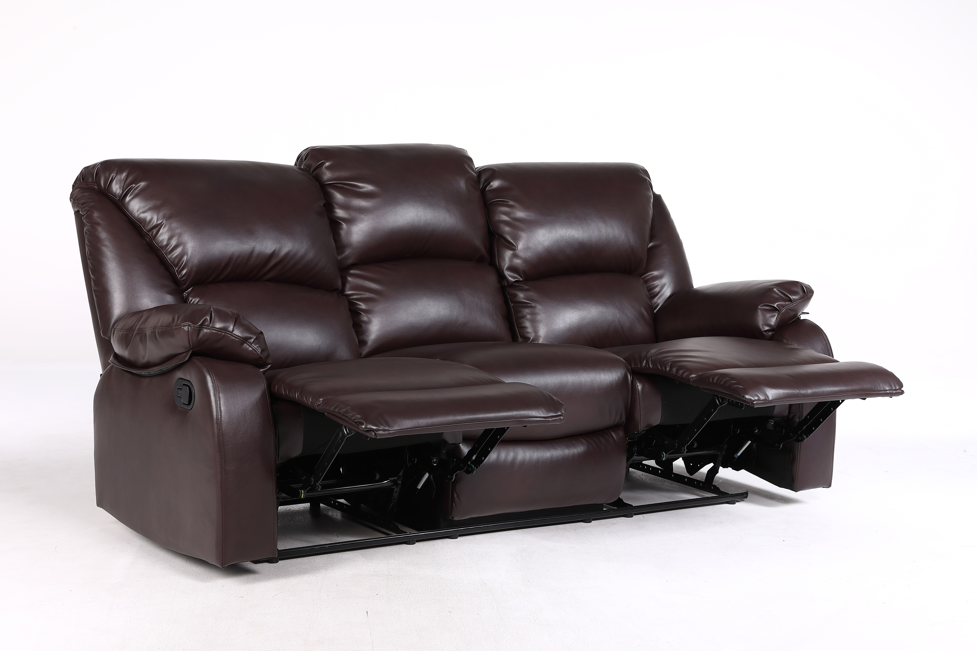 3 Seater LEXUS Recliner Sofa - GEL Leather Brown (8353