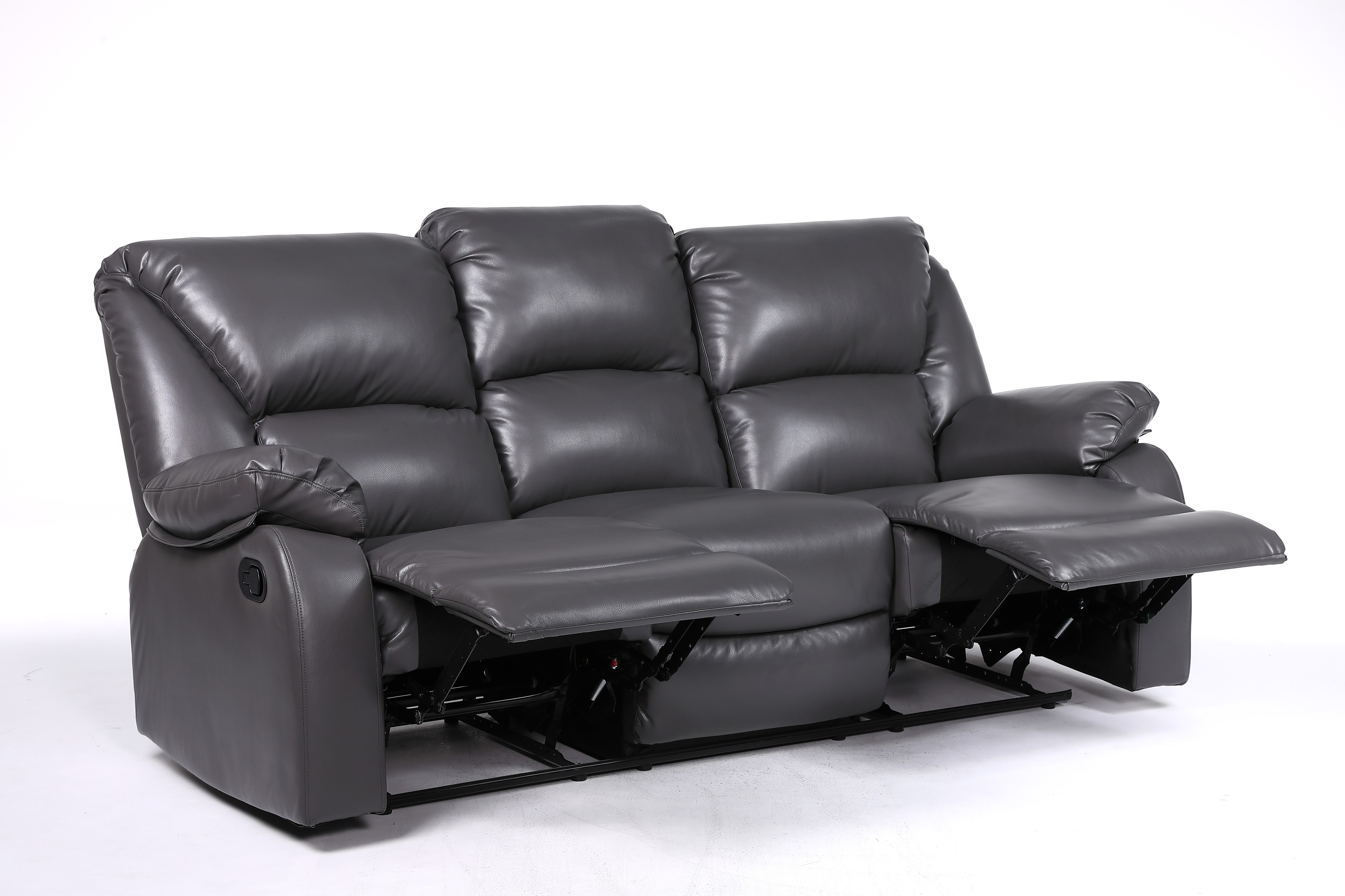 3 Seater LEXUS Recliner Sofa - Leather GEL Grey (8353)