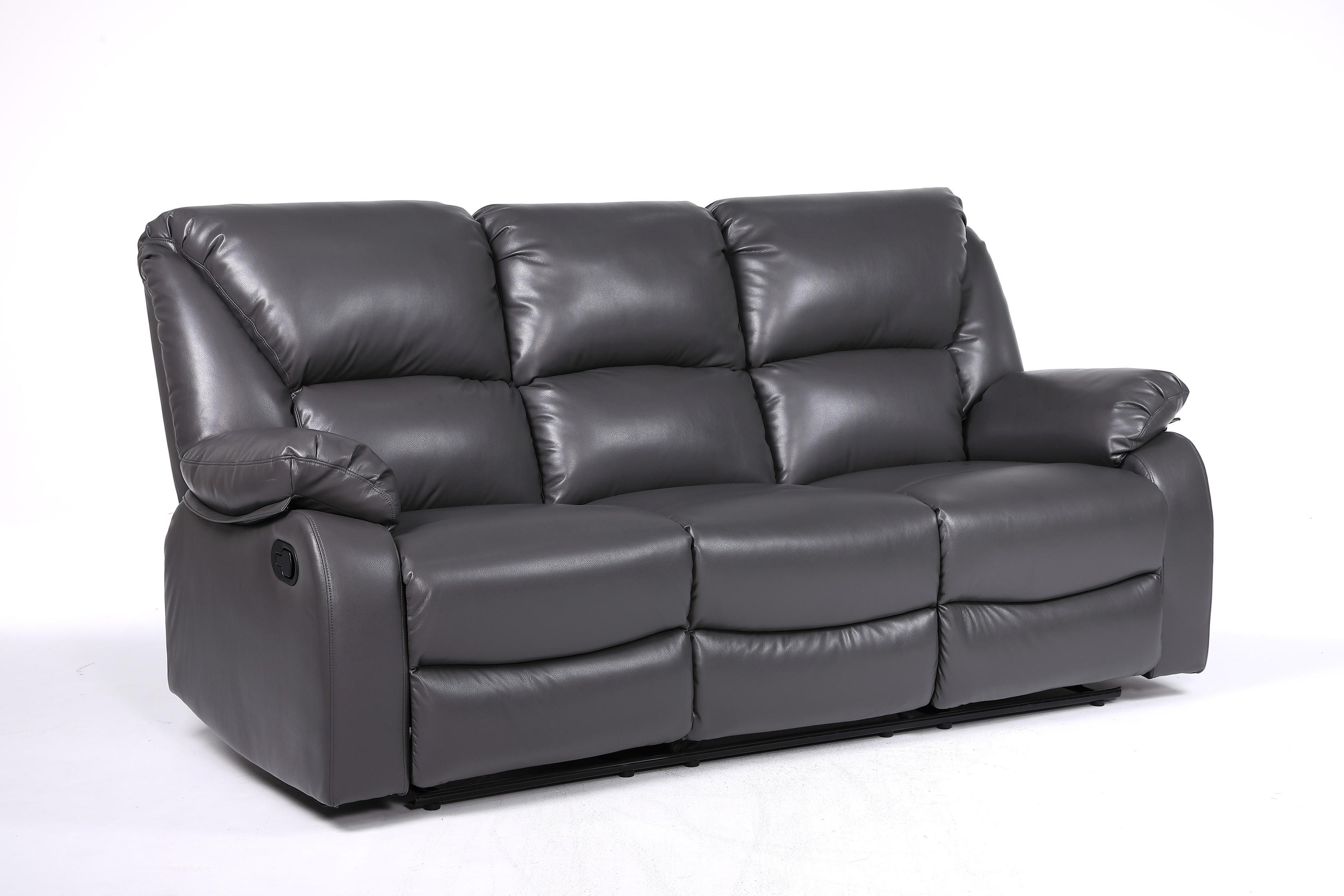 3 Seater LEXUS Recliner Sofa - Leather GEL Grey (8353)