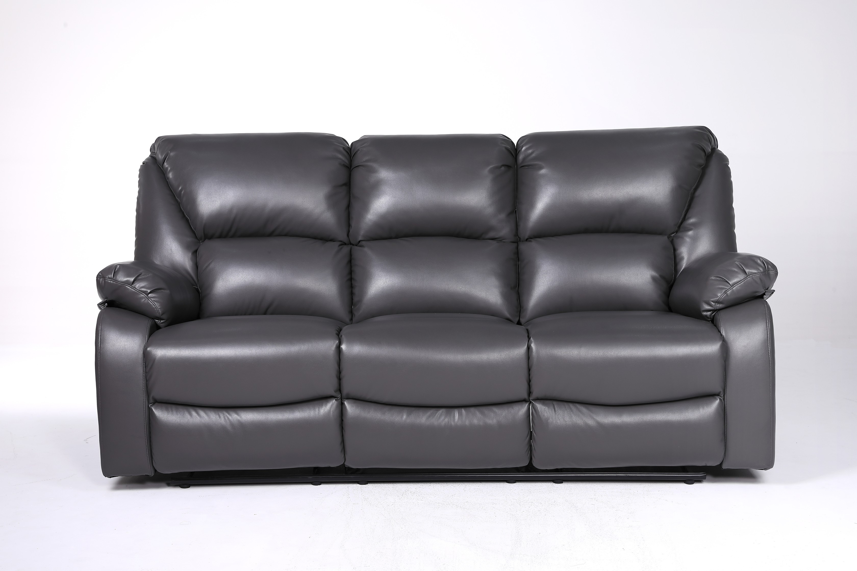 3 Seater LEXUS Recliner Sofa - Leather GEL Grey (8353)