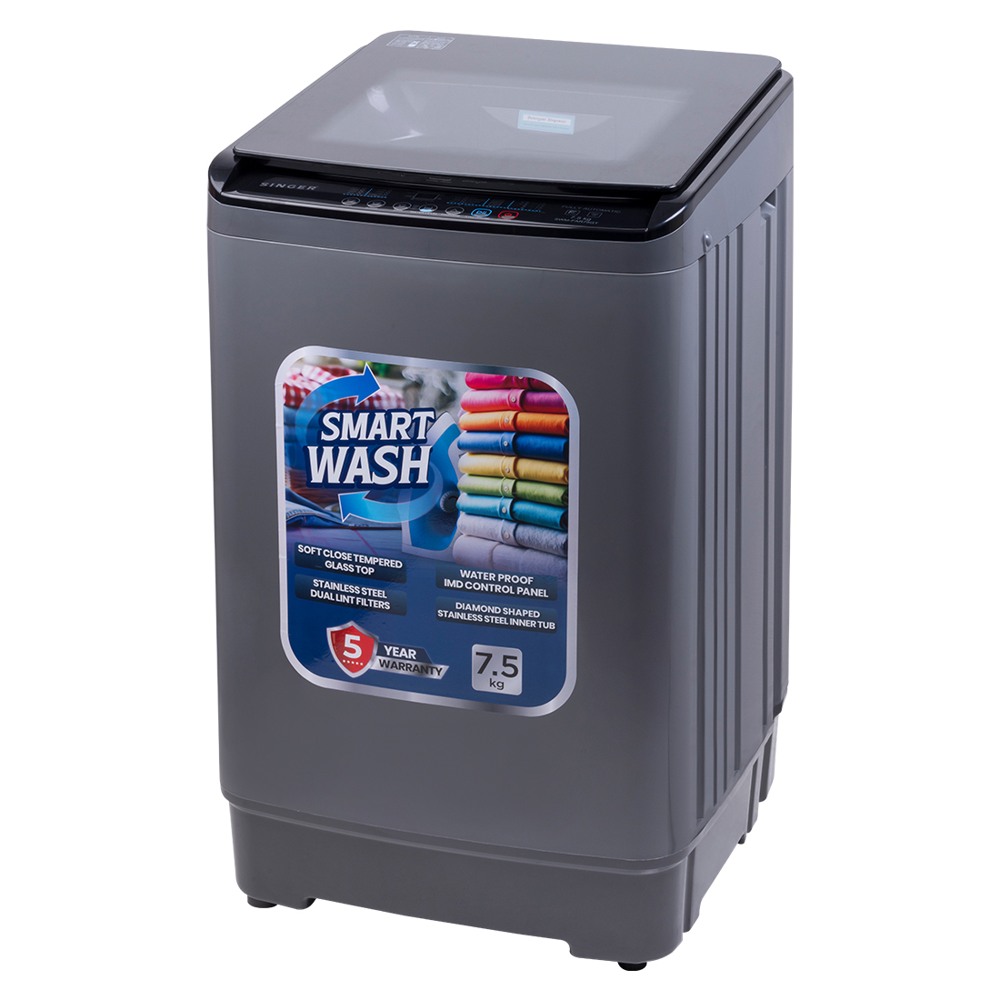 Singer Glass Top Fully Automatic Washing Machine SWM-FAR75GT - 7.5kg