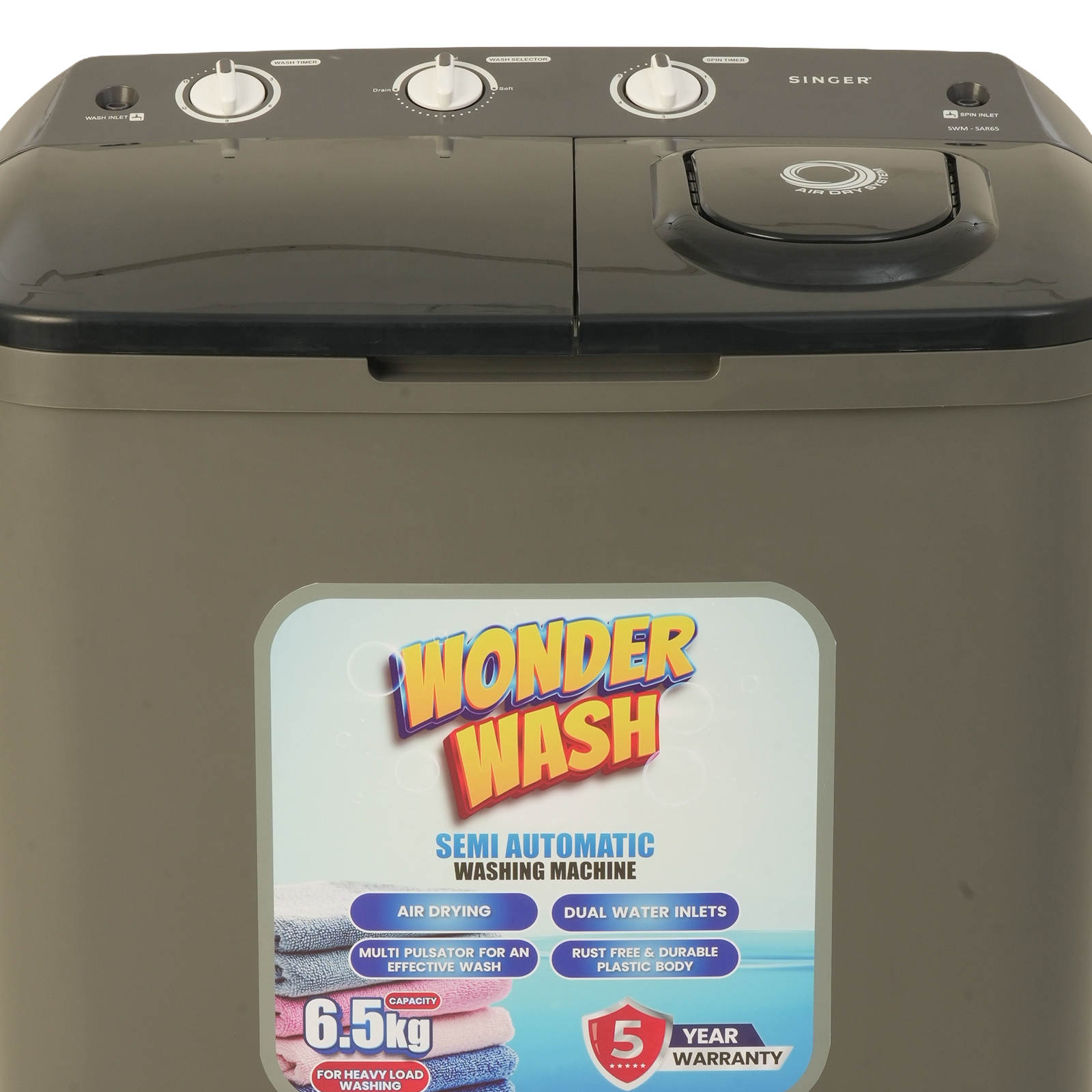 Singer Semi Automatic Washing Machine SWM-SAR65 - 6.5Kg