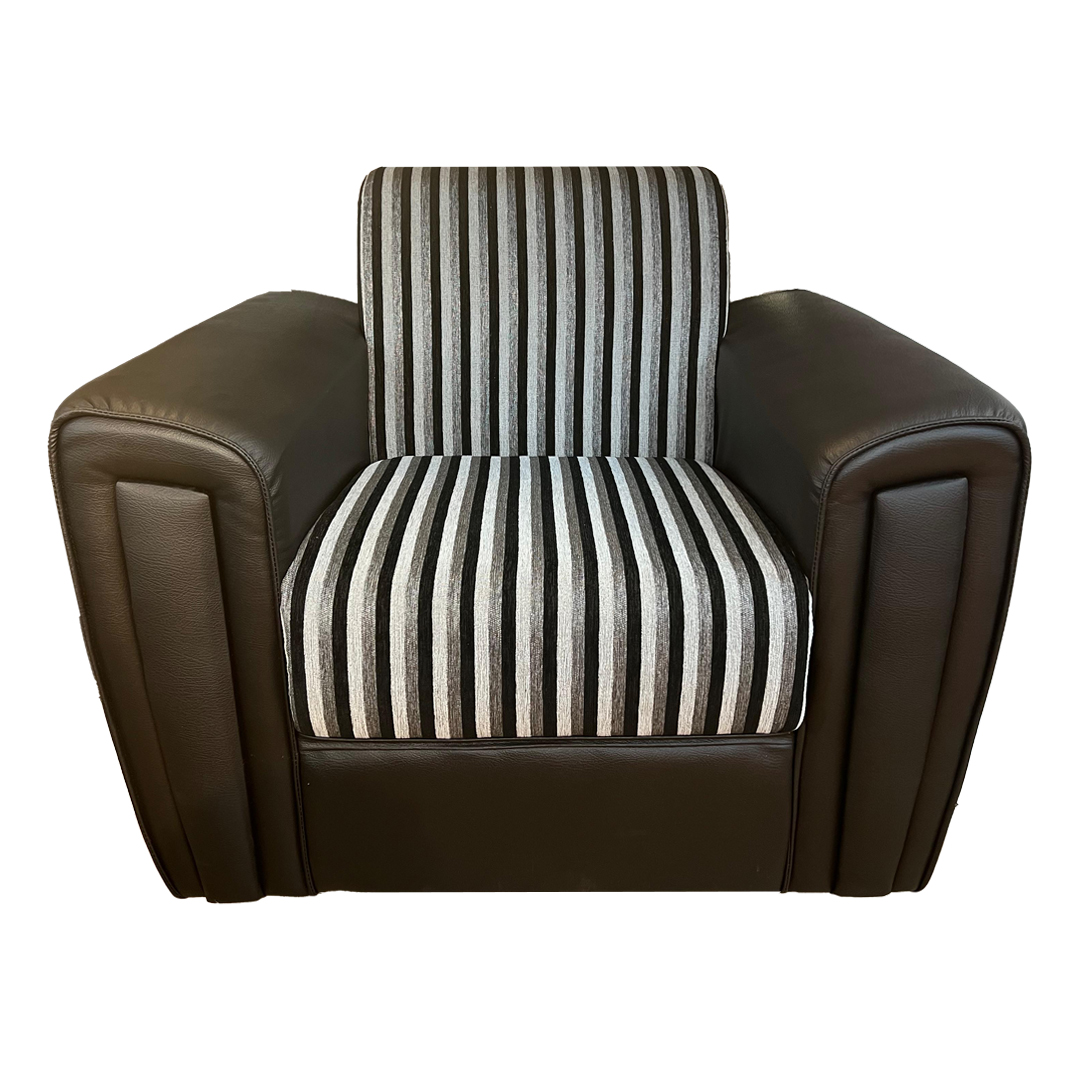 1 SEATER - BLACK-JUPITER SOFA - PVC & FABRIC UPHOLST SOFA