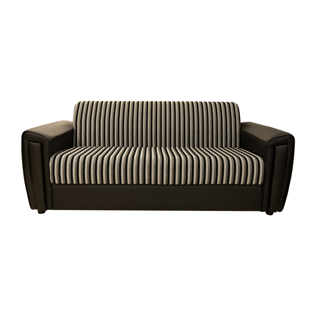 3 SEATER - BLACK-JUPITER SOFA - PVC & FABRIC UPHOLST SOFA