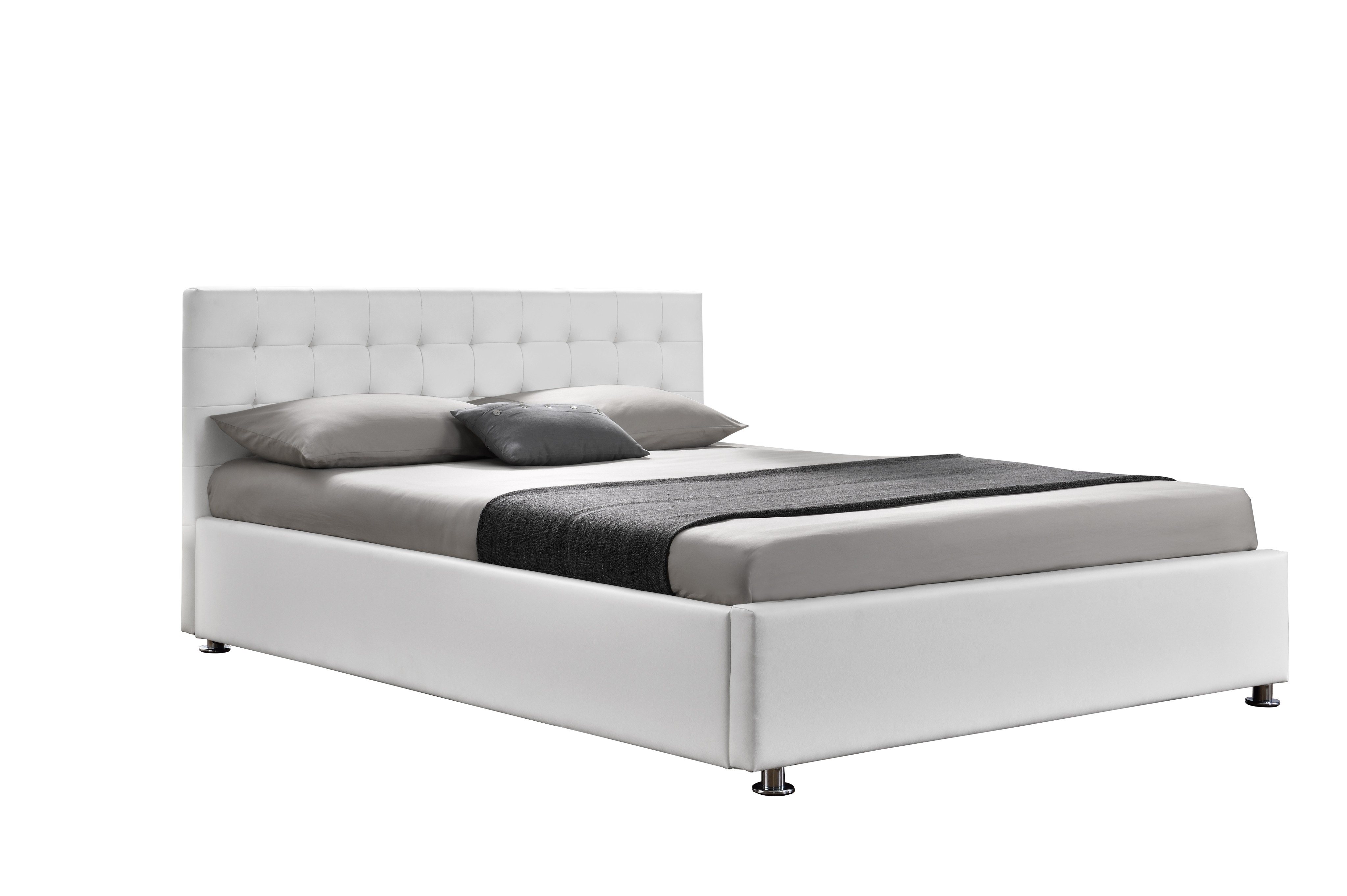 Queen size storage bed - PU Snow White ( 3154G )