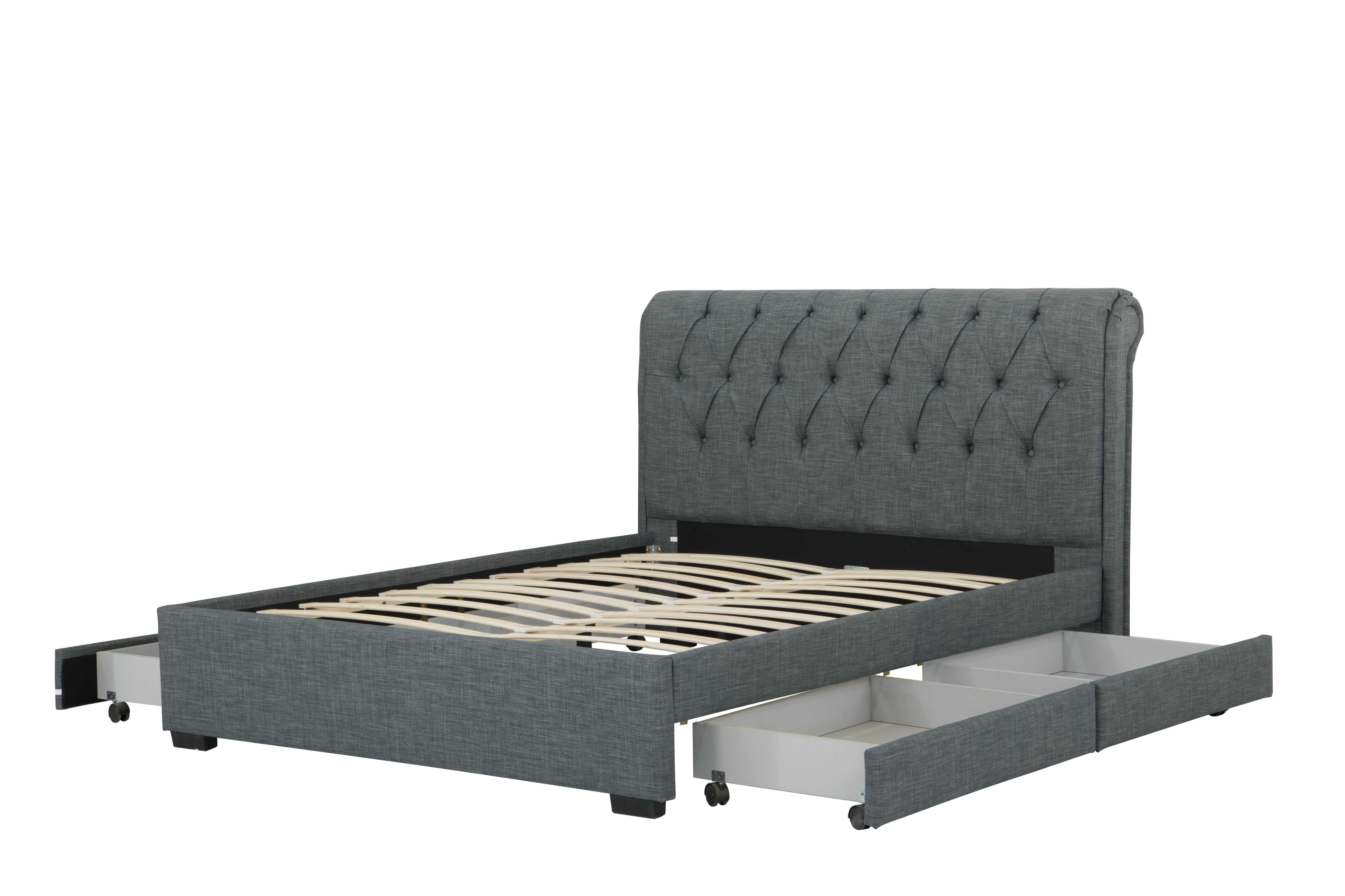 Queen size storage bed - Linen Light Grey ( 3531D )