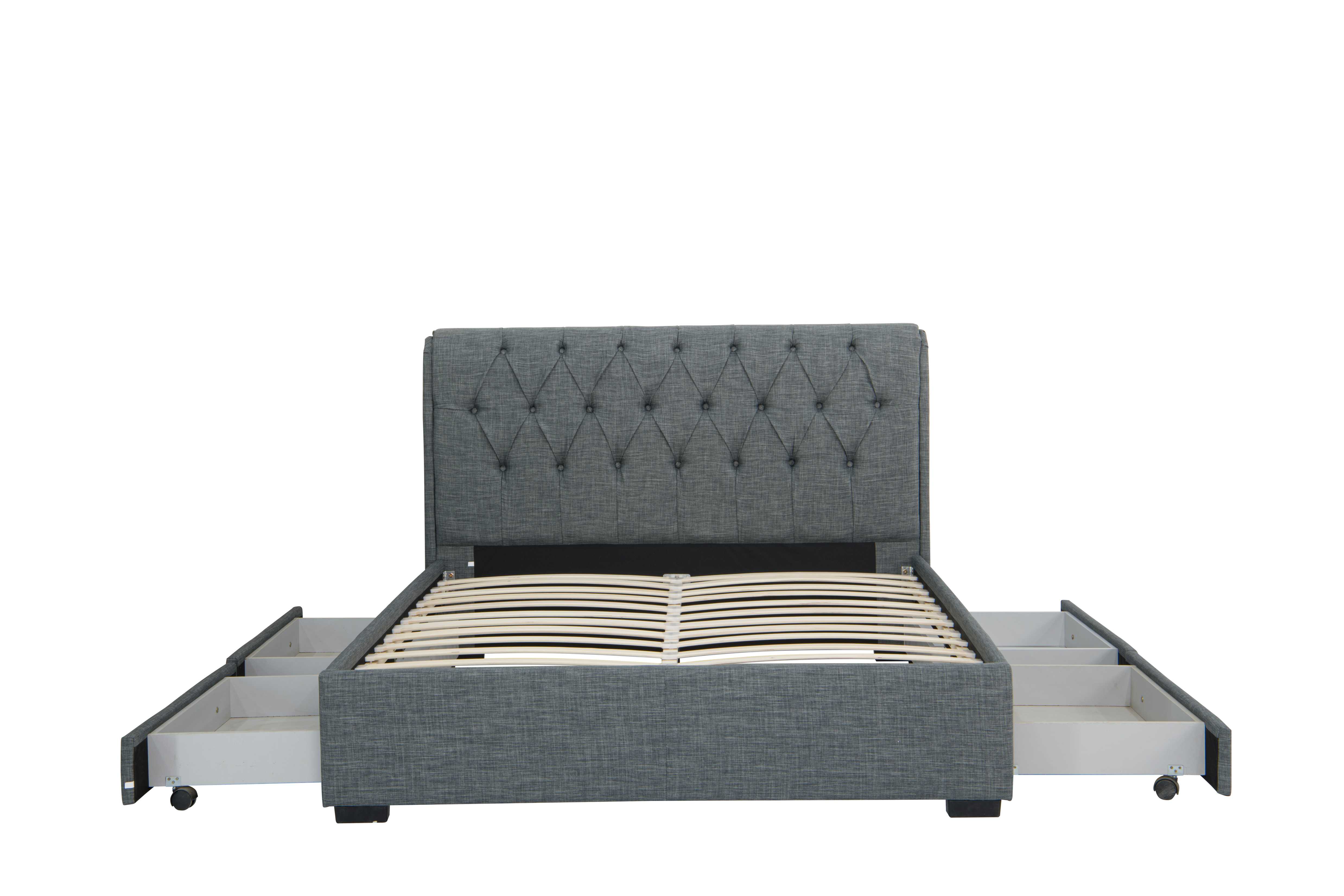 Queen size storage bed - Linen Light Grey ( 3531D )