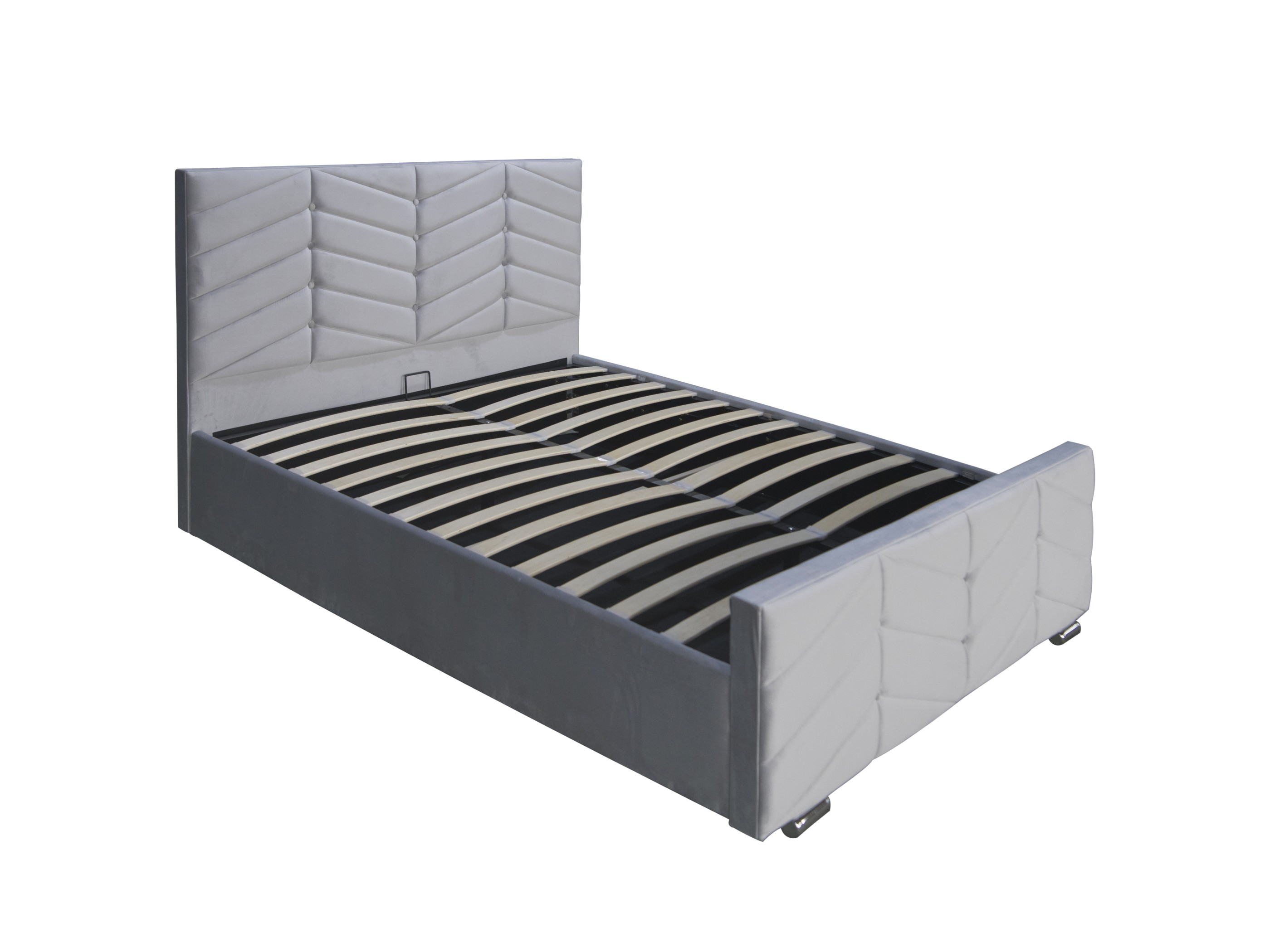 Queen Size Bed - Plush Velvet Light Grey - (3626G)