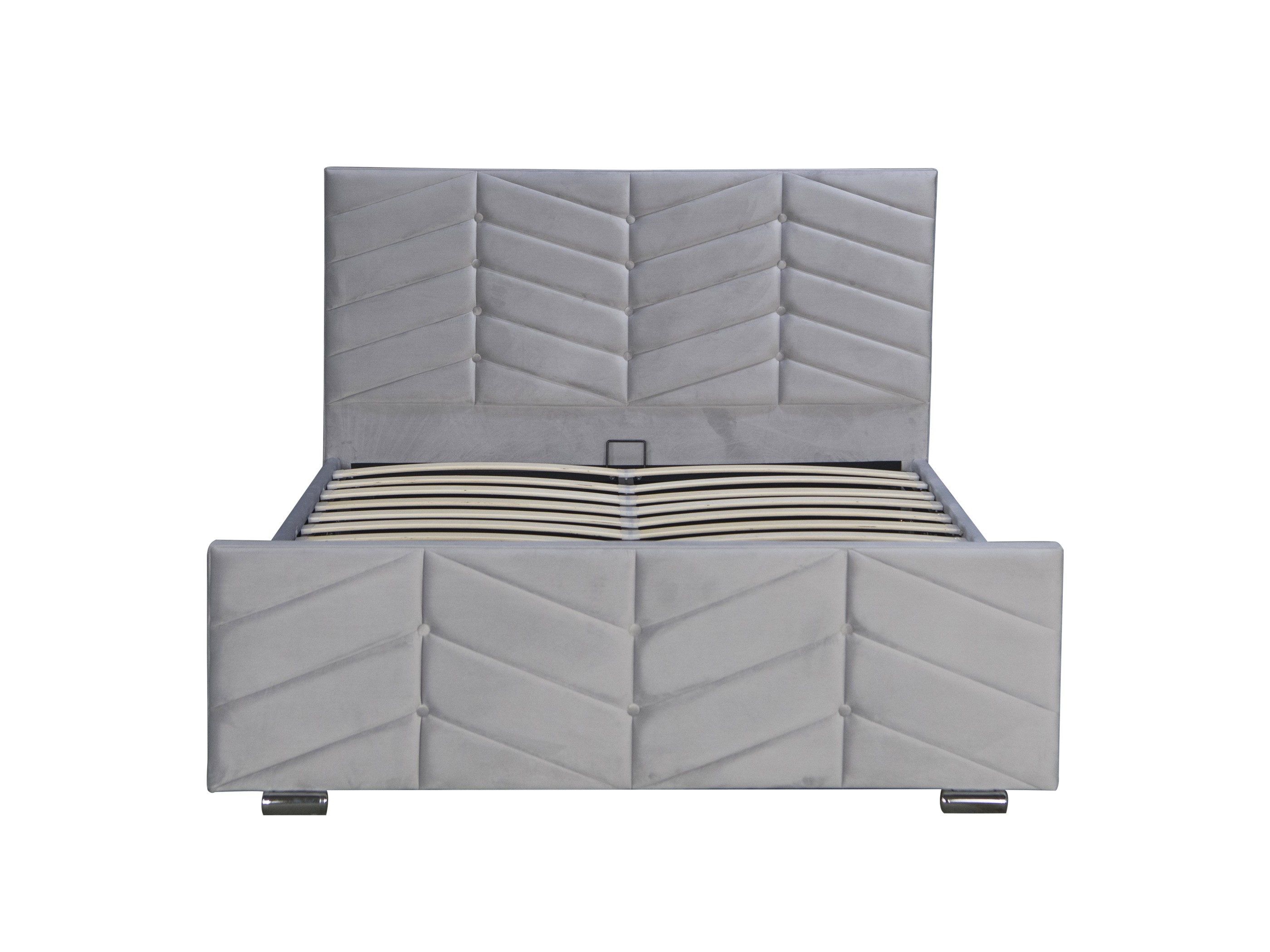Queen Size Bed - Plush Velvet Light Grey - (3626G)