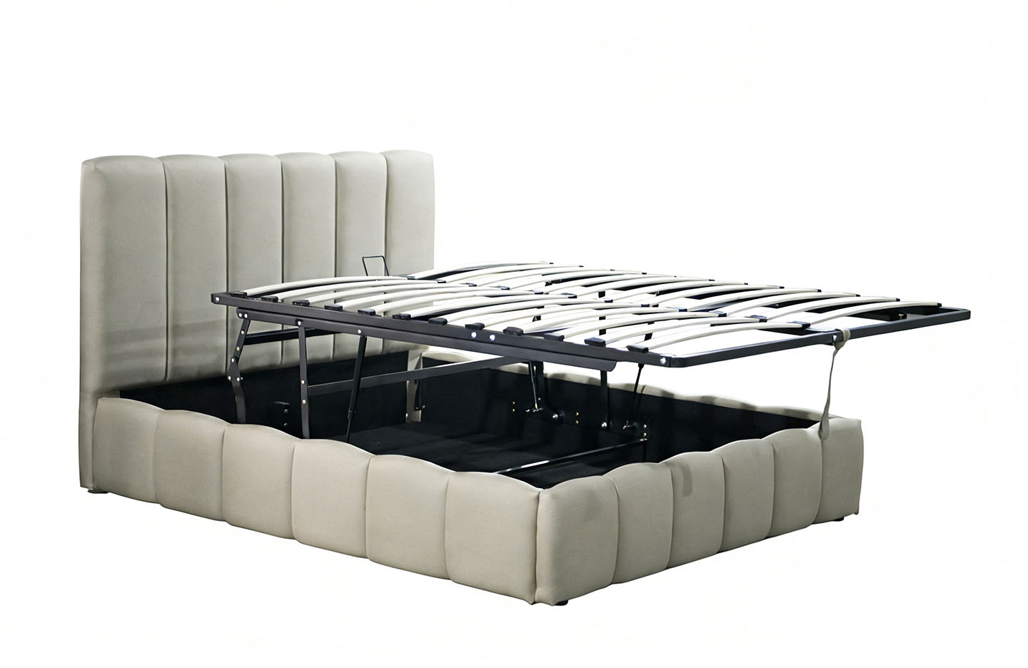 Queen size Bed - Fabric Light Brown - (4885BGF)