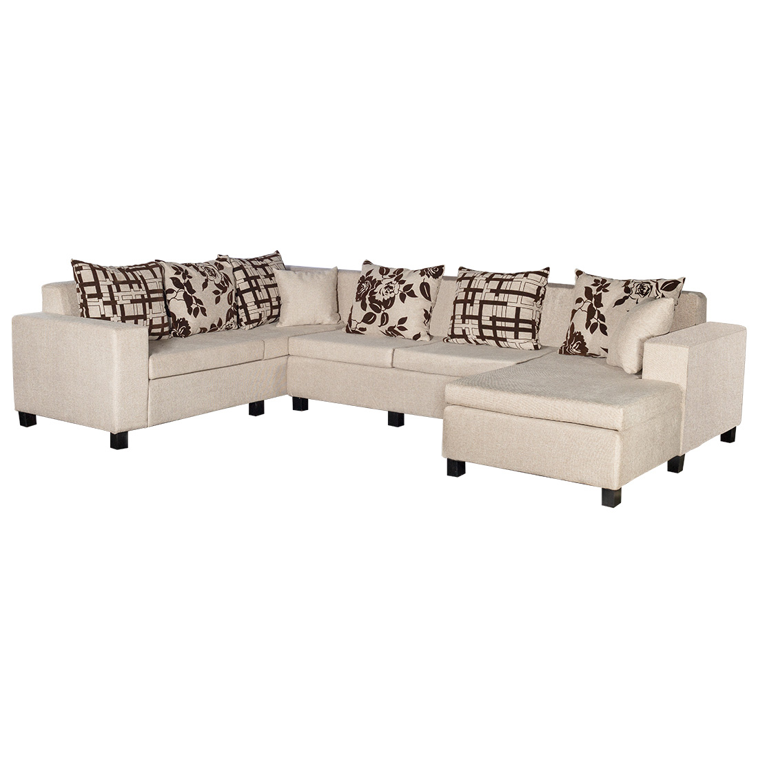 Florac Sectional Sofa - Beige And Dark Brown Flocking (WFL-FLORAC-01-S)