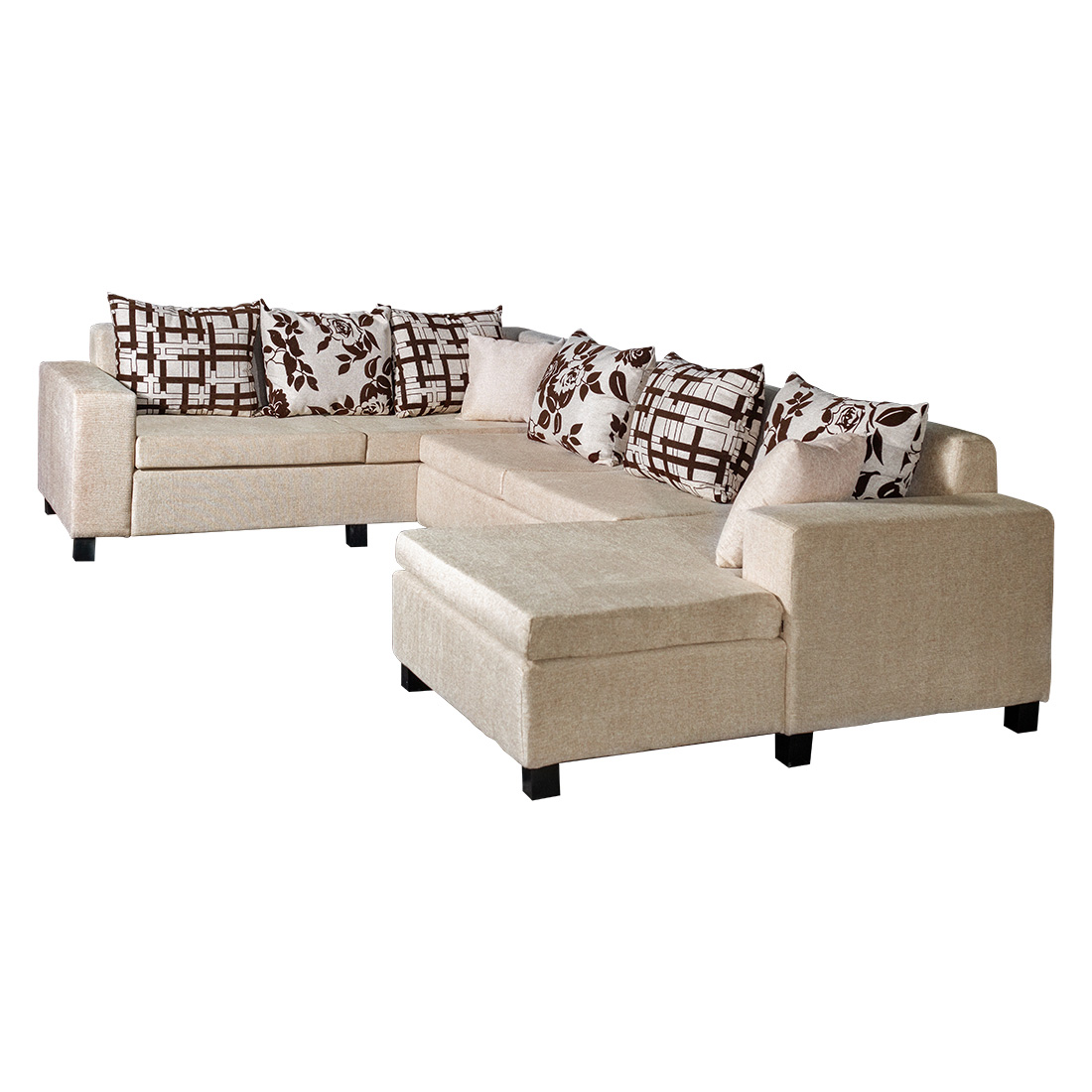 Florac Sectional Sofa - Beige And Dark Brown Flocking (WFL-FLORAC-01-S)