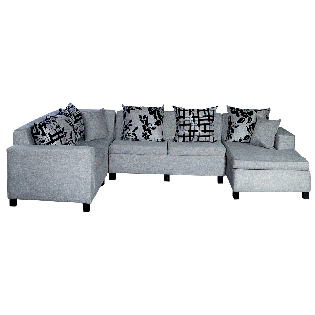 Florac Sectional Sofa - Grey And Black Flocking (WFL-FLORAC-02-S)