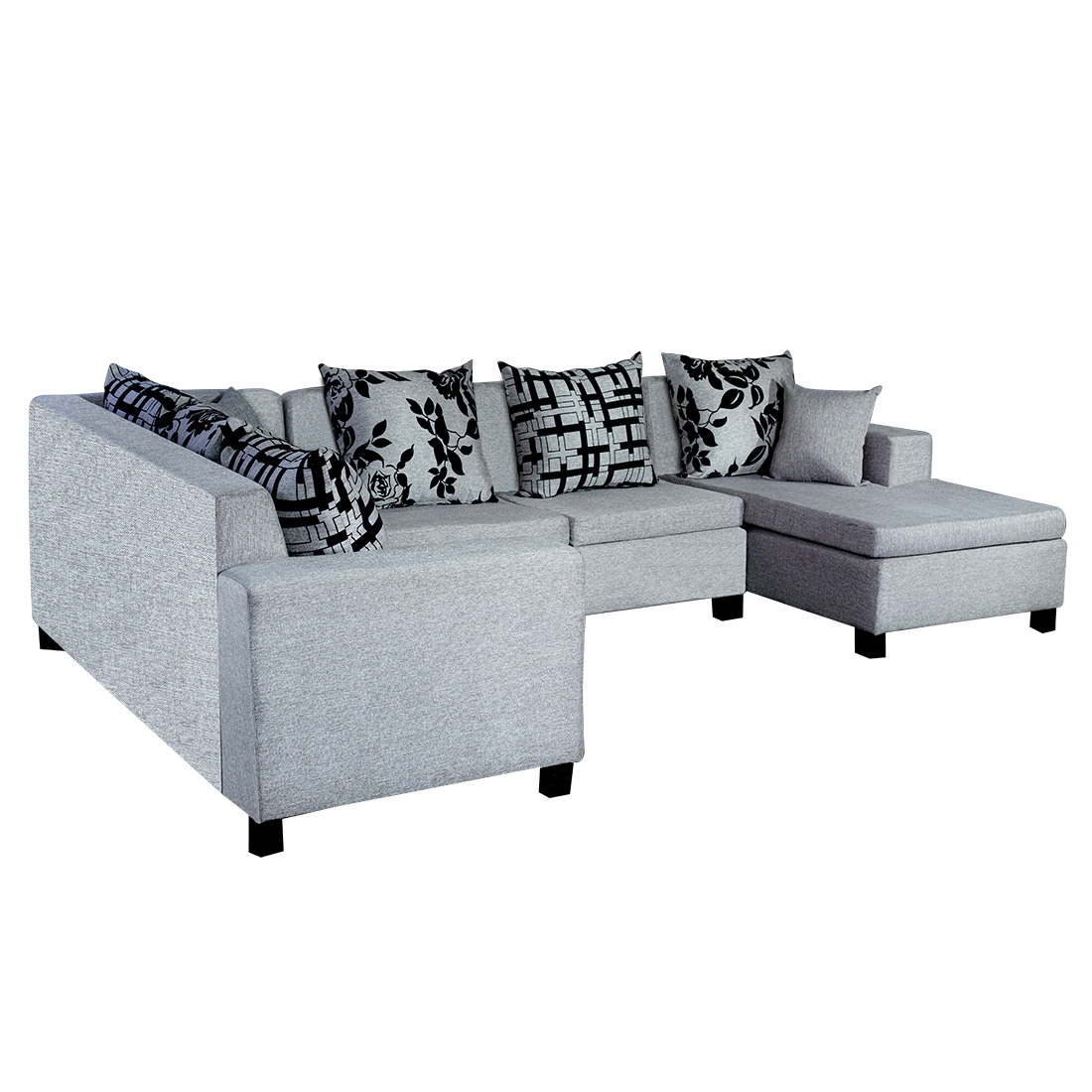 Florac Sectional Sofa - Grey And Black Flocking (WFL-FLORAC-02-S)