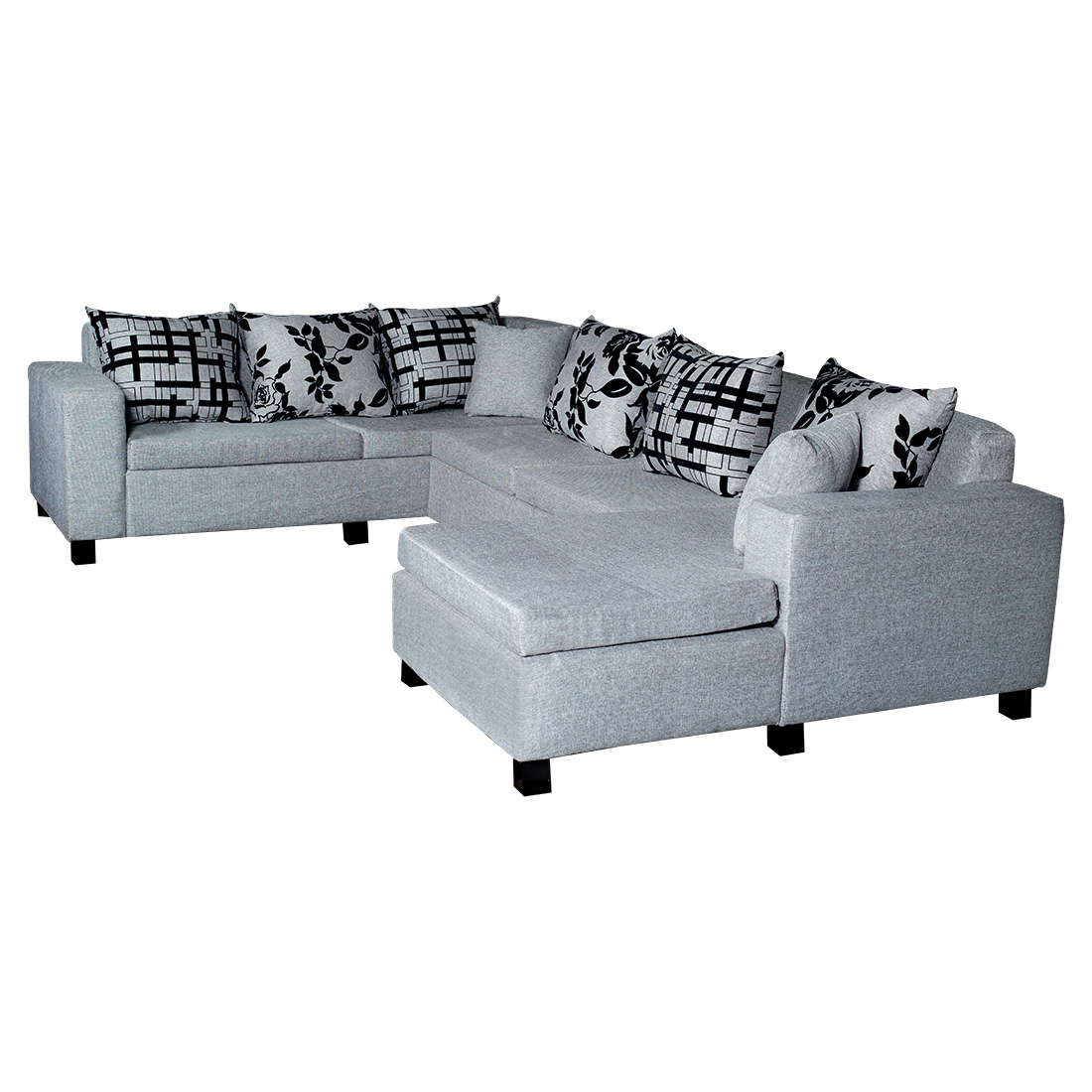 Florac Sectional Sofa - Grey And Black Flocking (WFL-FLORAC-02-S)