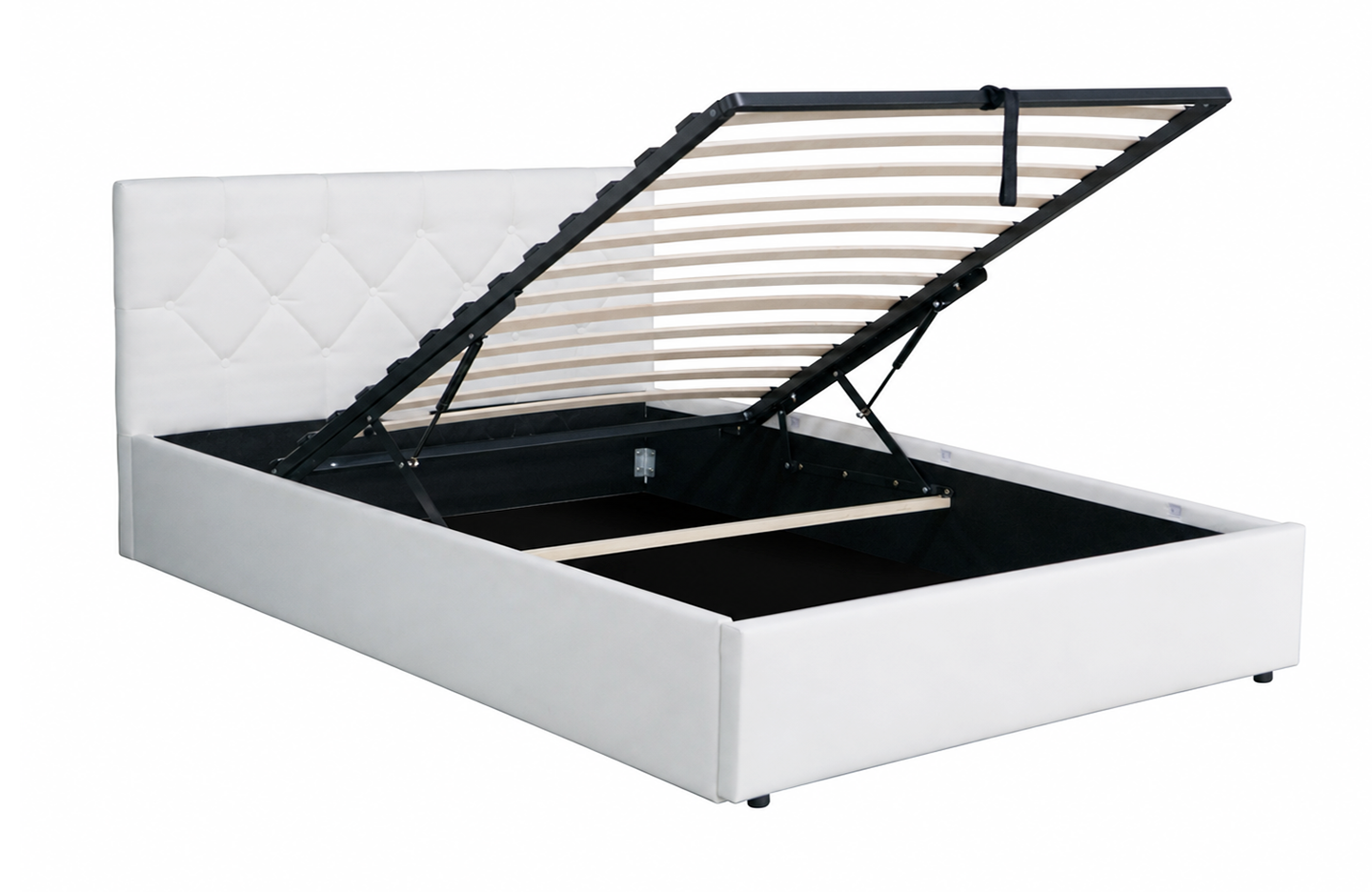 King size storage bed - PU White ( 4467G )