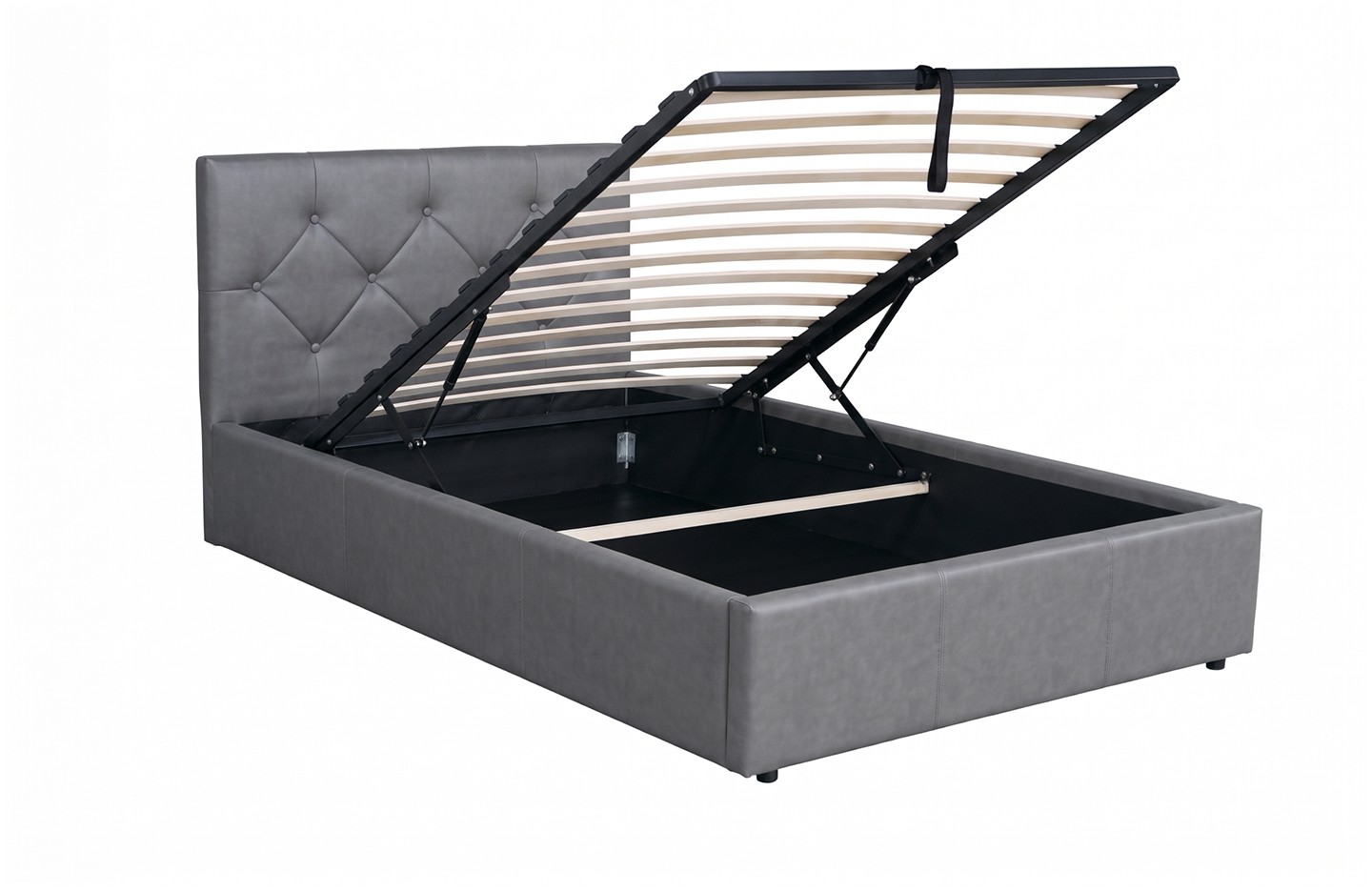 Double size storage bed - PU Light Grey ( 4467G )
