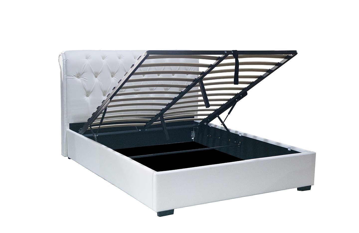Queen size storage bed - PU White ( 3531G )