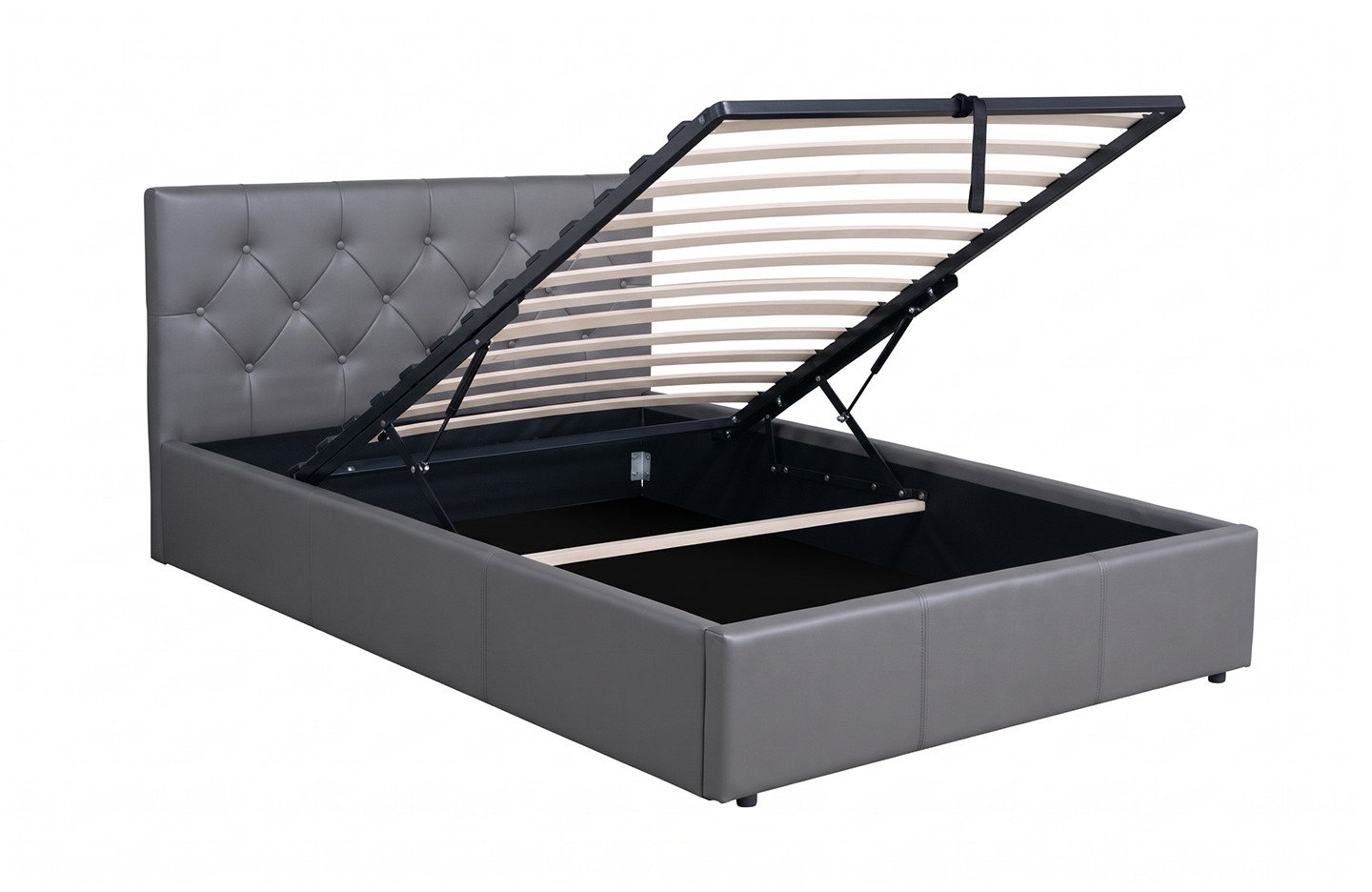 Queen size storage bed - PU Light Grey ( 4467G )