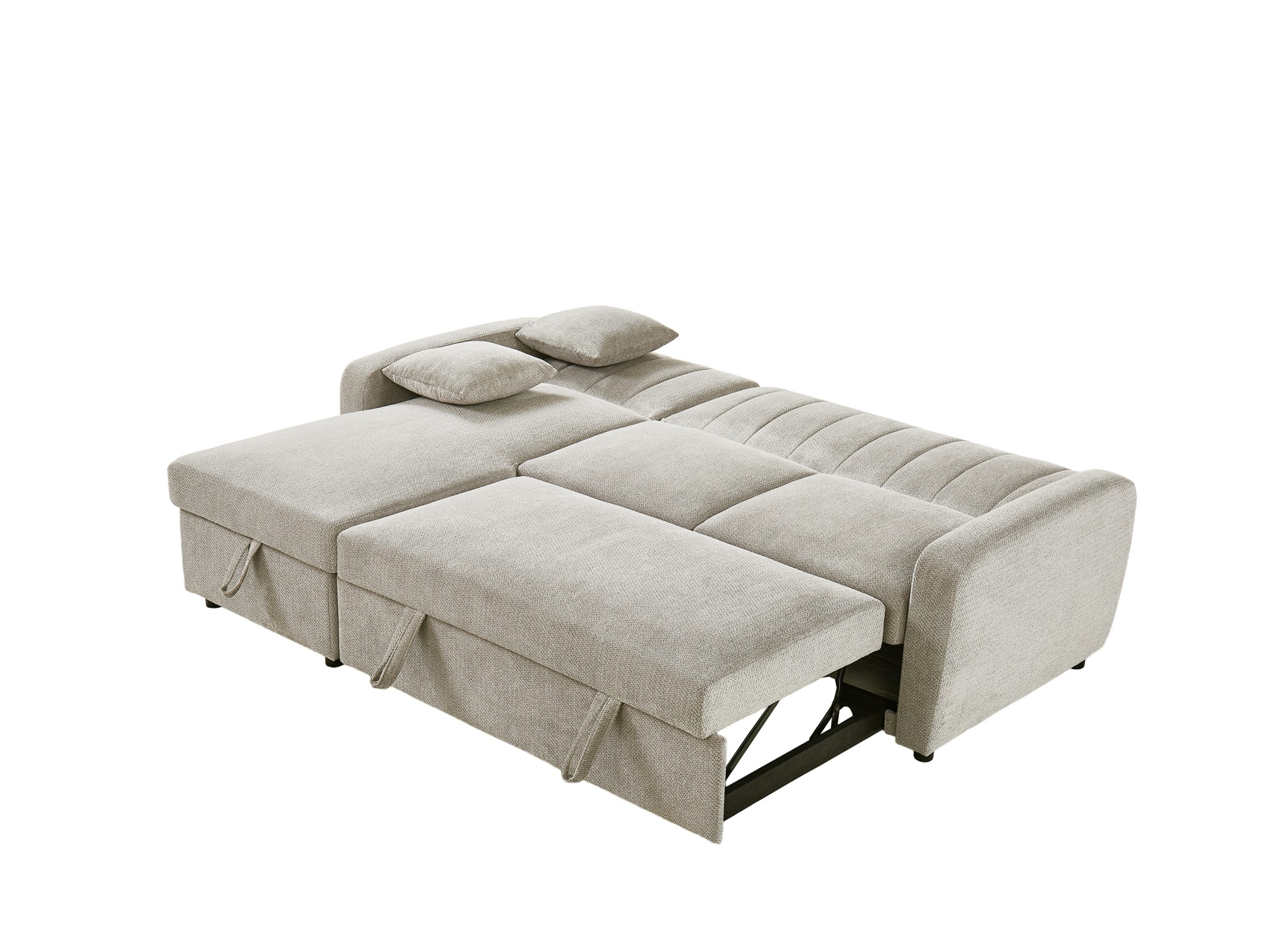 L Sofa With Pull-Out Bed and Storage - Beige