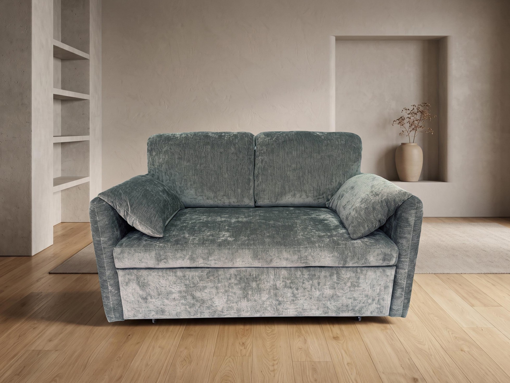 Two Seater Sofa with Pull-Out Bed - Grey